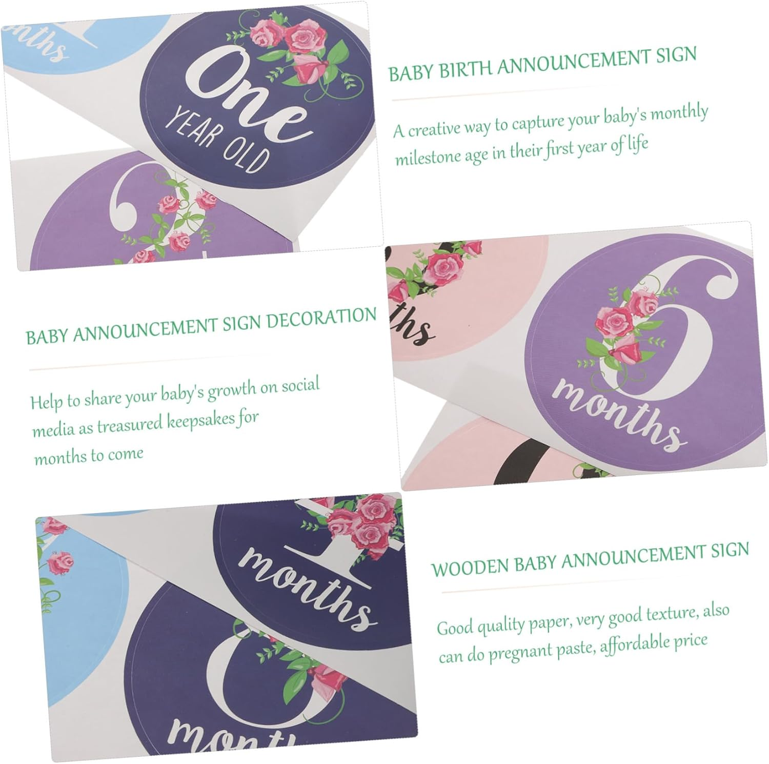 12Pcs Adorable Newborn Milestone Stickers Set Monthly Boy Girl Sticker Belly Decor Photo Prop for Shower image number 5