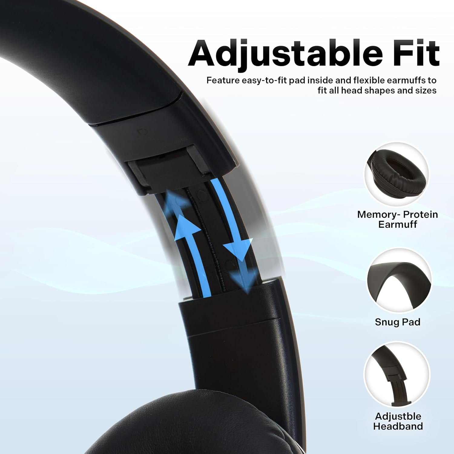 Ijoy Matte Finish Premium Rechargeable Wireless Headphones Bluetooth over Ear Headphones Foldable Headset with Mic (Stealth) image number 3