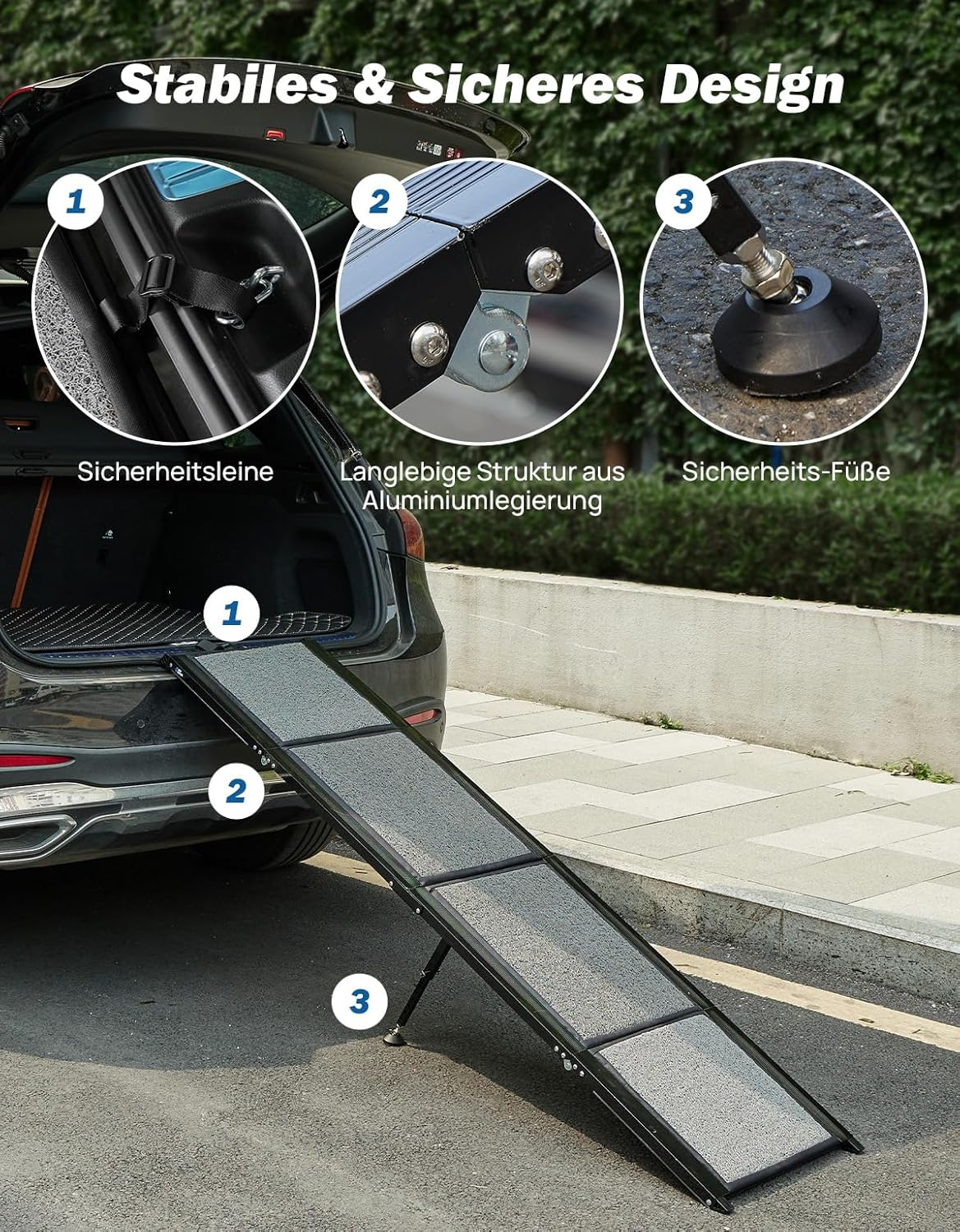 JOYTUTUS 180Cm Foldable Dog Ramps Large Dogs, Pet Ramp for Car with Textured Mat, Portable Pet Steps for Medium & Large Dog up to 90Kg Get into Cars Suvs Trucks image number 1