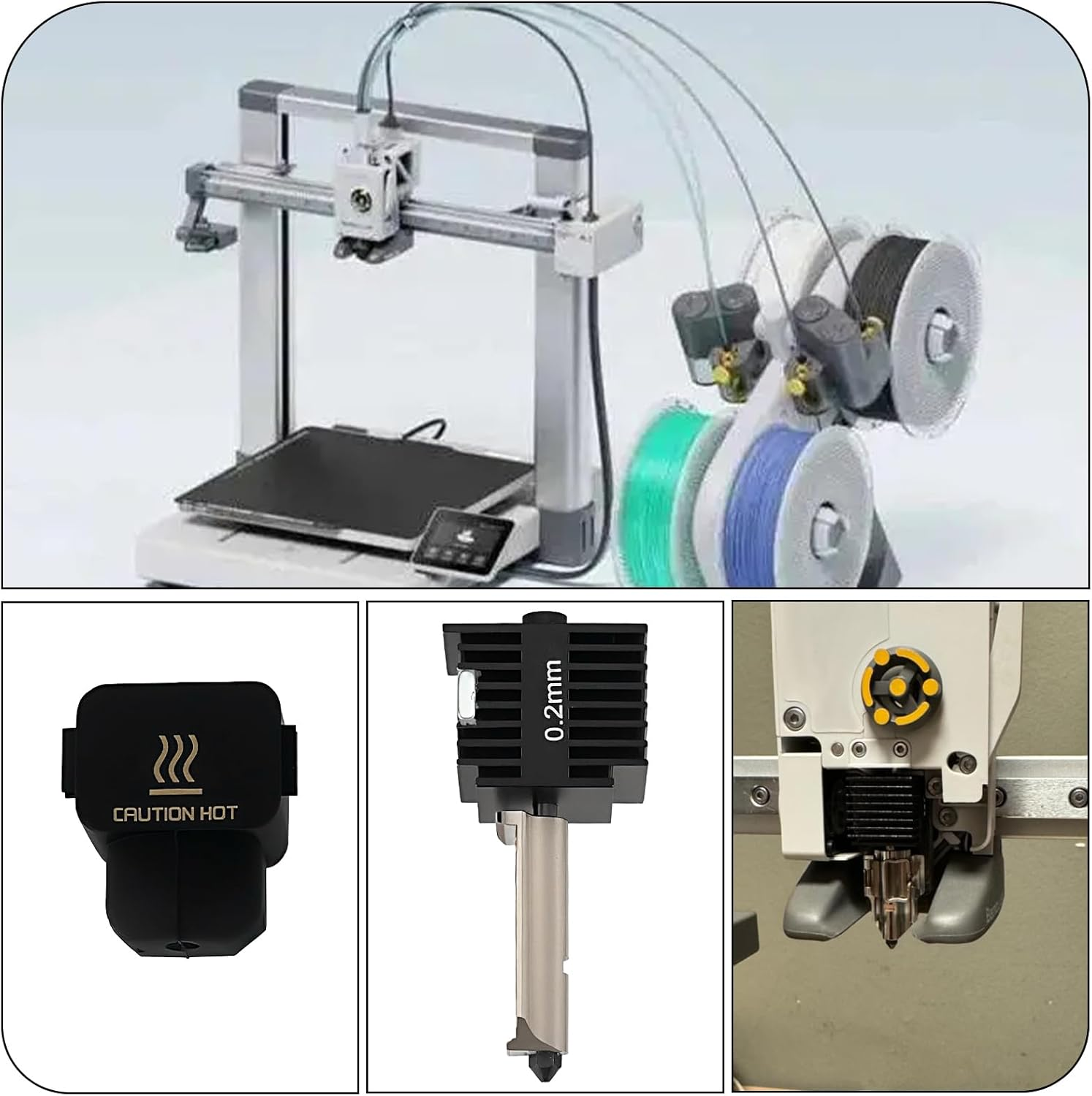 LT Easiyl 1Set 0.2 Mm High Temp Hotend with Hardened Steel Nozzle Wrenches Silicone Sock Compatible with Bambu Lab A1 Compatible with Bambu Lab A1 Mini 3D Printer Accessory image number 2