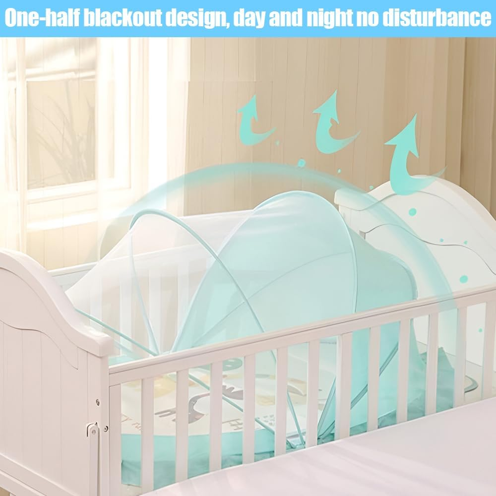 Baby Mosquito Net, Portable up Mosquito Net, anti Mosquito Bed Canopy, Foldable Travel Mosquito Net Bed Tents, Mosquito Net Suitable for Home, Camping and Hiking (128 * 65 * 60 CM, Green) image number 5