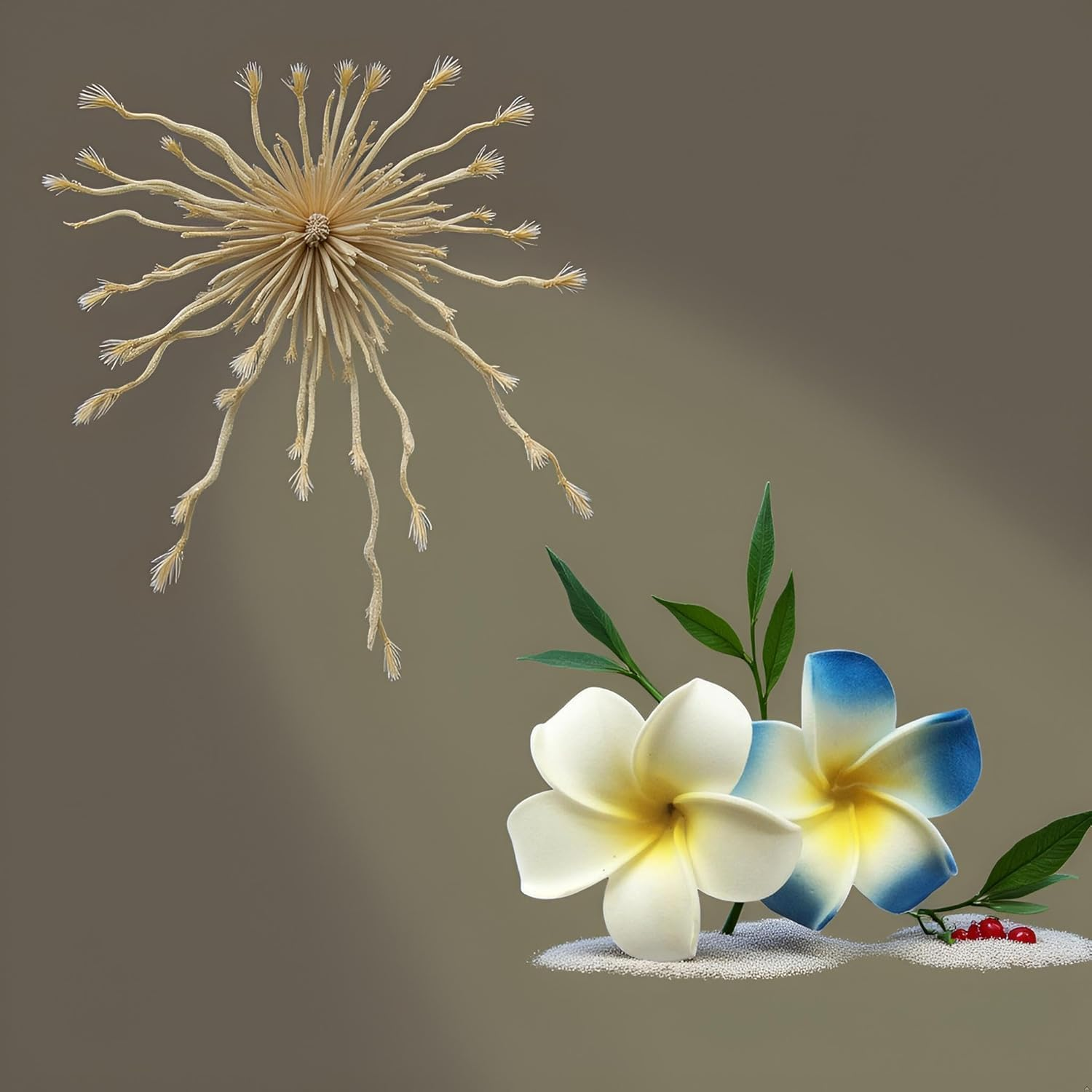 4Pcs Hawaiian Flower Hair Clips, White and Blue, 7Cm, Foam Head Flower Party Beach Hair Clip Hair Accessories image number 1