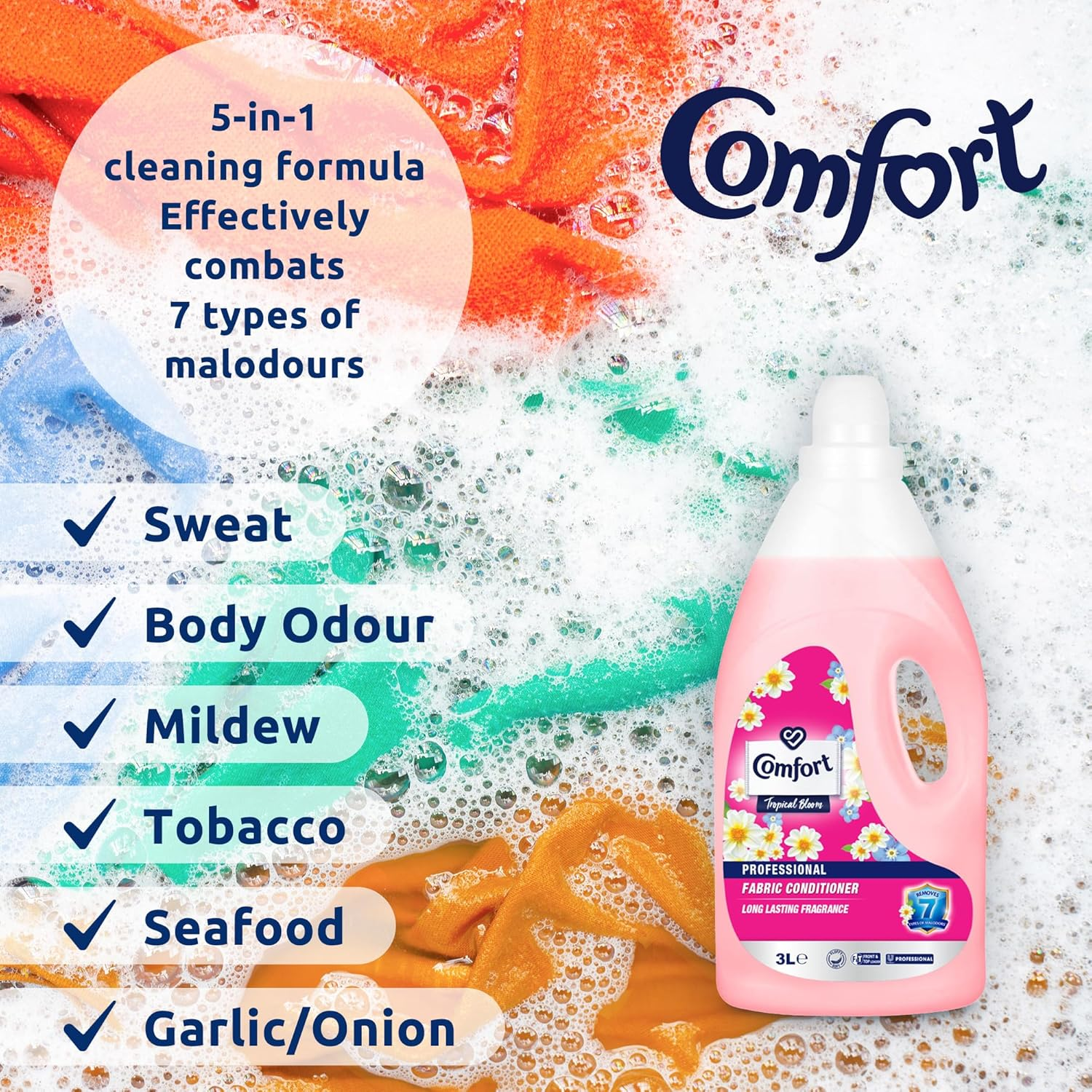 Comfort Fabric Conditioner 3L Floral - Long Lasting Fragrance, Odour Defence & Fibre Care | Laundry Softener for Front & Top Load Machines, 120 Washes