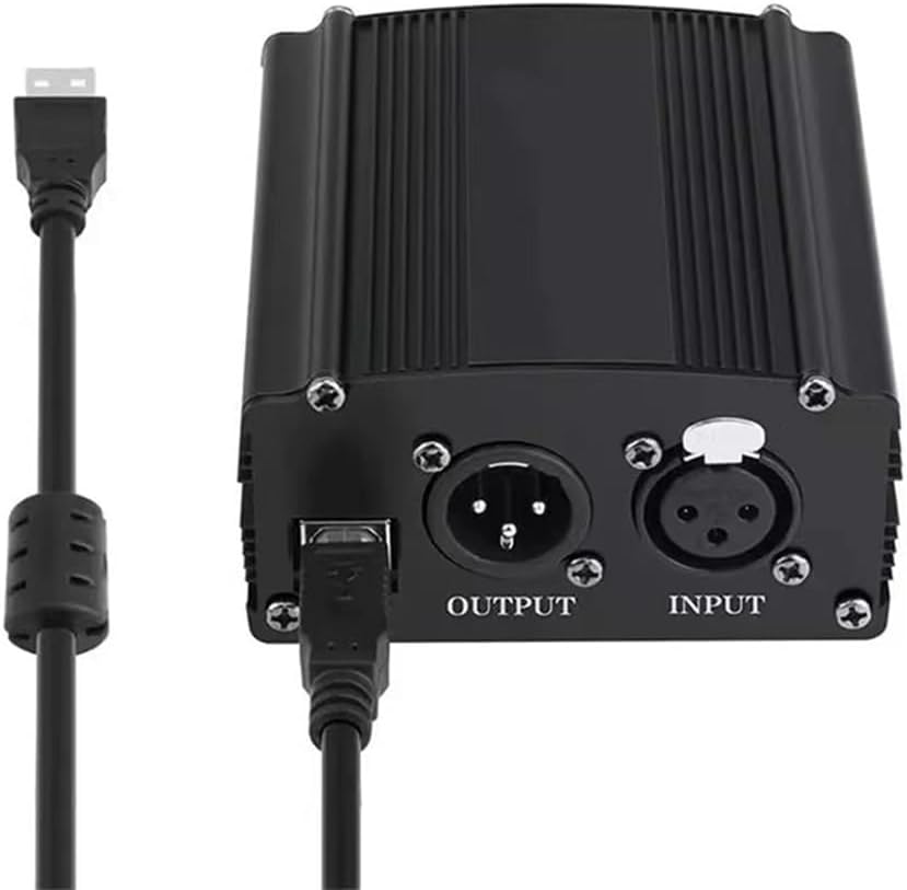 1-Channel 48V Phantom Power Supply with XLR 3 Pin Microphone Cable for Music Recording Equipment image number 6