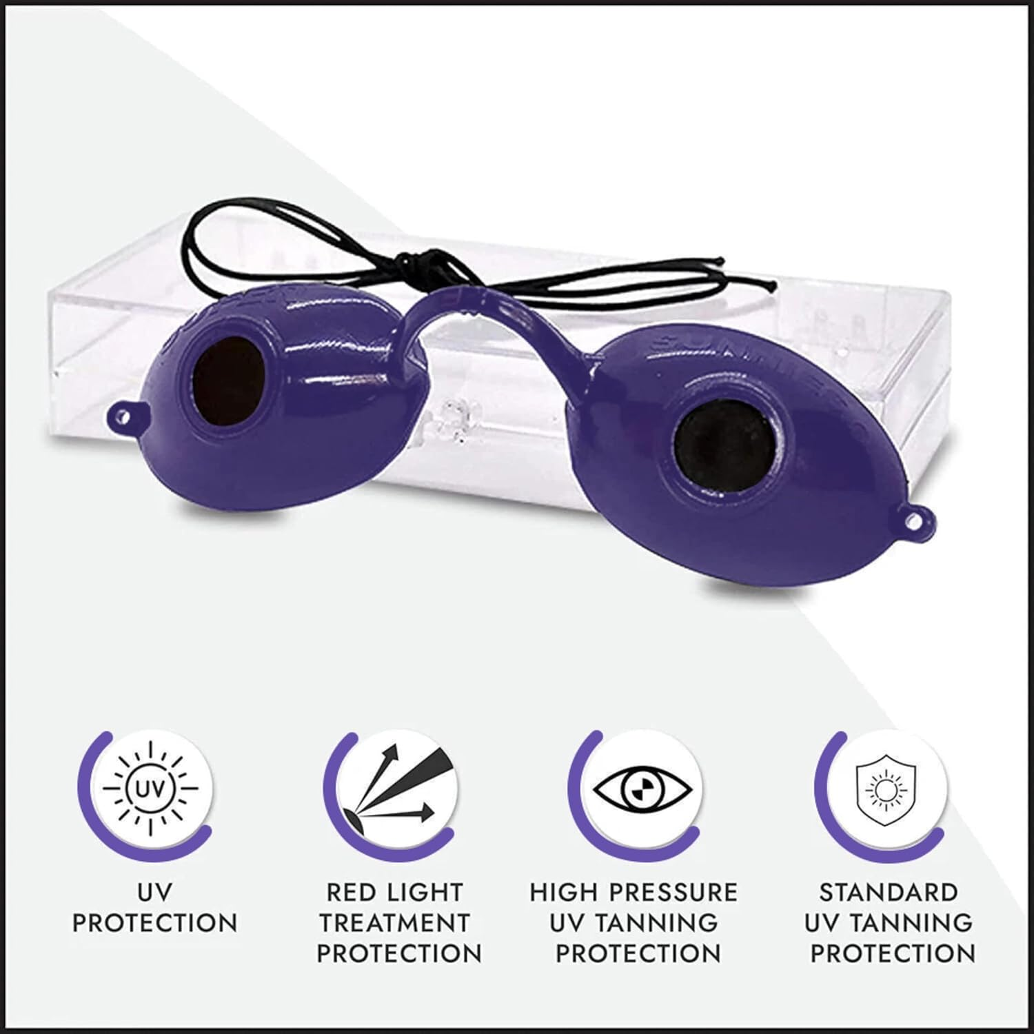 Super Sunnies UV Eye Protection, FDA Compliant Individual Tanning Bed Goggles Eyeshields, Glasses, with a Clear Case/Box image number 1