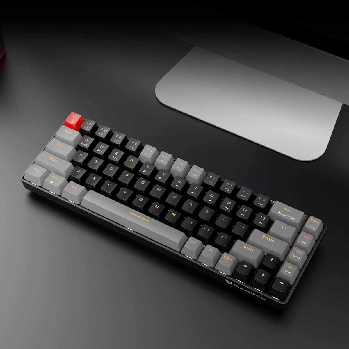 Qisan Mechanical Gaming Keyboard, Dual Mode 2.4G/BT Wireless, 60% Layout, US Layout, Red Switch, 68 Keys, Computer Keyboard, Gaming Pc, Wireless Gaming Keyboard image number 5
