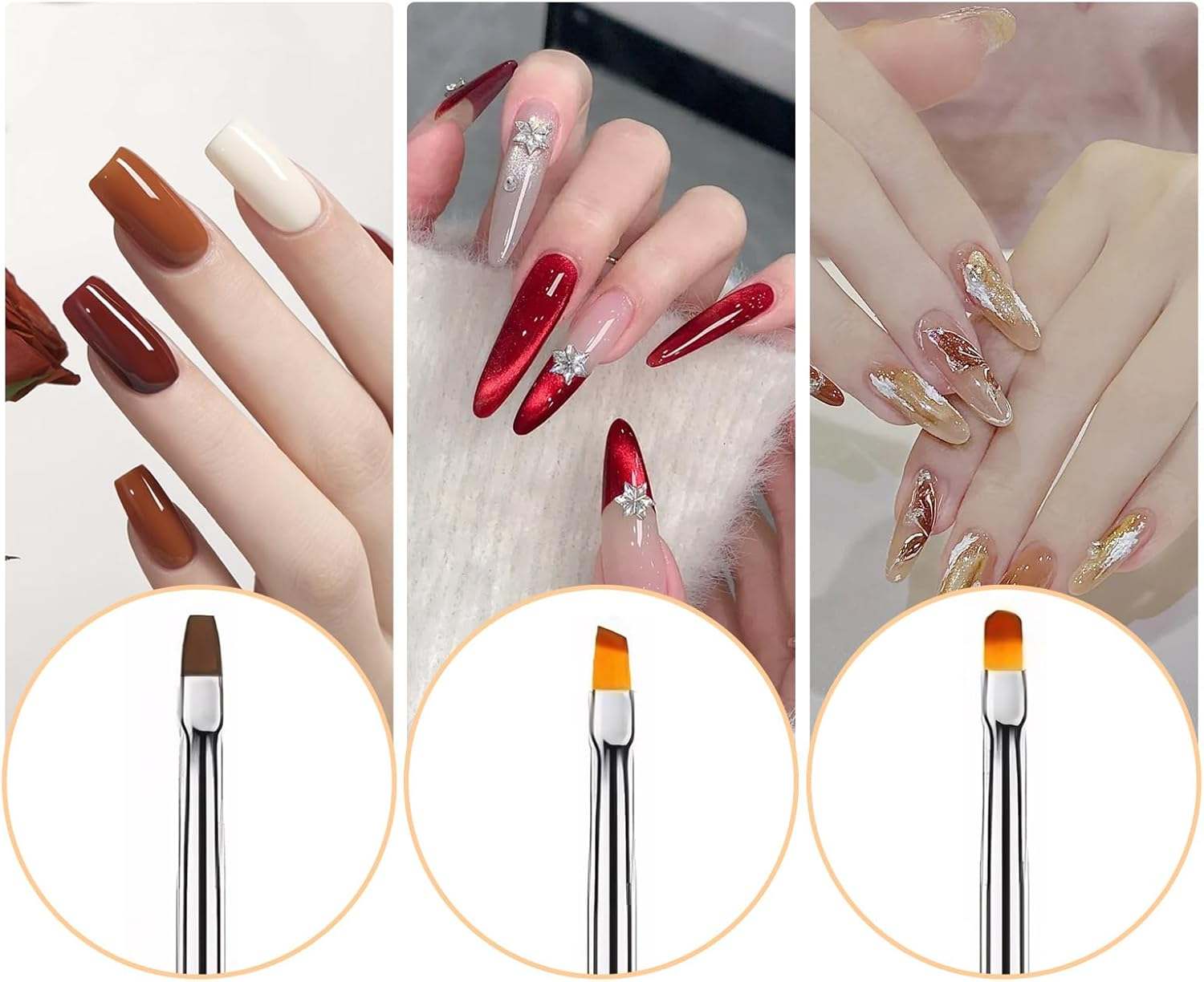 Reayou Nail Art Brushes Set, 6 PCS Manicure Design Pens Painting Tools with Double-Headed Liner Brush Gel Dotting Pen for DIY Pattern Drawing Coloring Nail Extension Home Salon image number 6