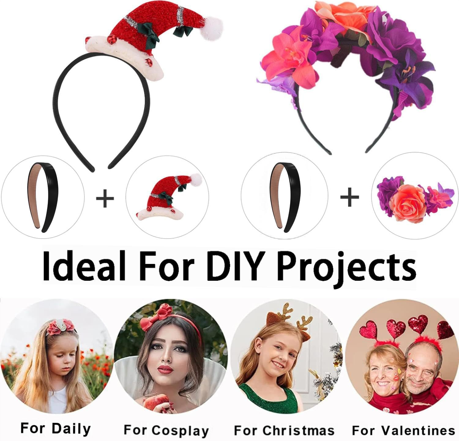 Stylish 1-Inch PU Leather Headband - Wide Padded Headband for Fashion & Comfort | Cute Holiday Hair Accessory | DIY Craft Idea | Elegant Black Design | Versatile Hairstyle Companion image number 2