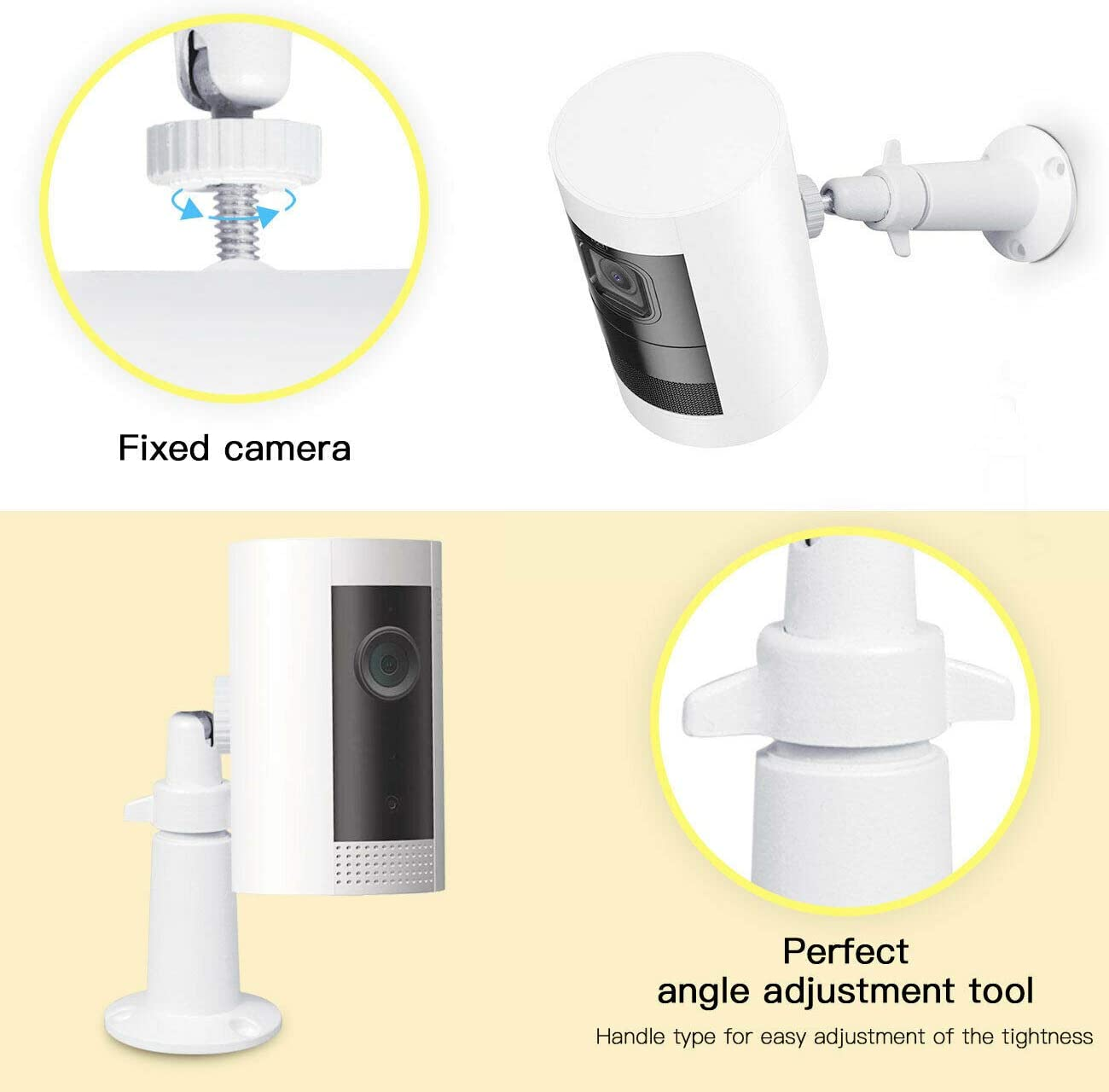 HOLACA Metal Wall Mount for Arlo Pro/Arlo Pro 2/ Arlo Pro 3/Arlo Ultra Adjustable Security Camera Bracket for Ring Stick up Cam, Eufycam 2/2C/E Camera (White, 3Pack) image number 4