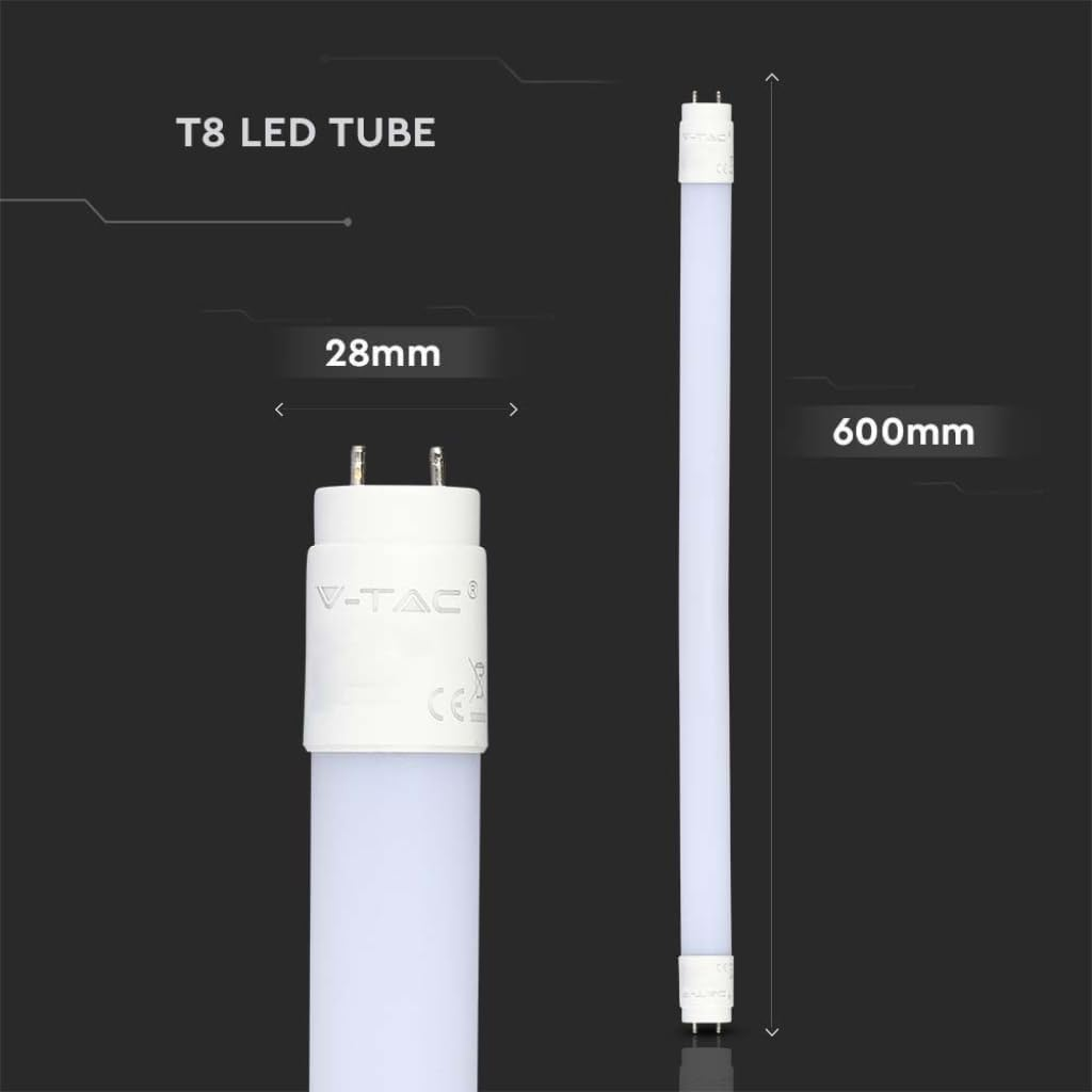 V-TAC 4 X LED Tubes 60 Cm - T8 - G13 Socket 7.5 W - 850 Lumen - Samsung Chip - LED Tubes for Ceiling, Wall, Garage, Shop - T8 Tube - Replacement for Neon Tubes - Light Cool White 6500 K image number 3