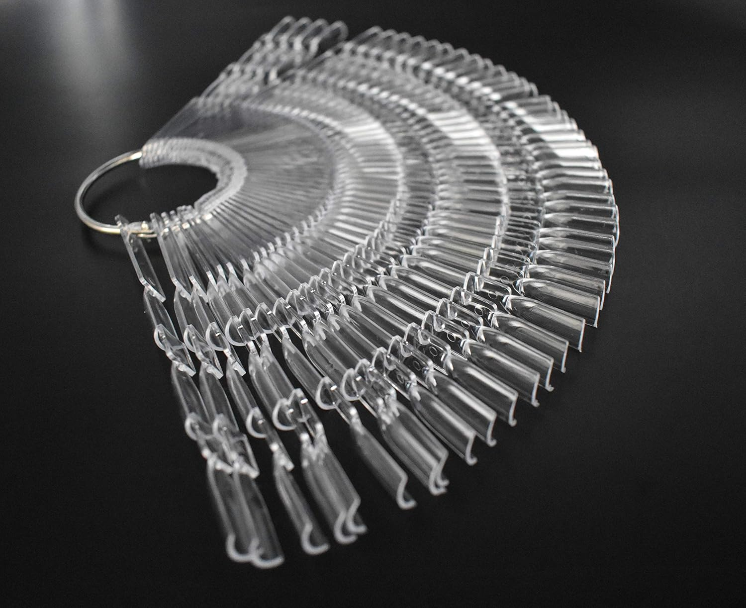 2 Sets 300 Tips Nail Polish Color Display Nail Color Display Sticks Plastic Nail Tips with Metal Split Ring Holder(Clear) image number 2