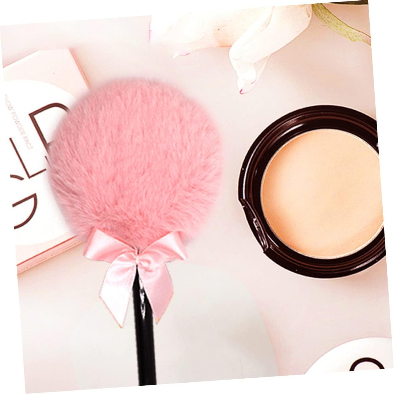 Fokmuaex 2Pcs Soft Lollipop Shaped Body Powder Puff with Handle - 7Cm Dust Powders Applicator for Women and Girls image number 4