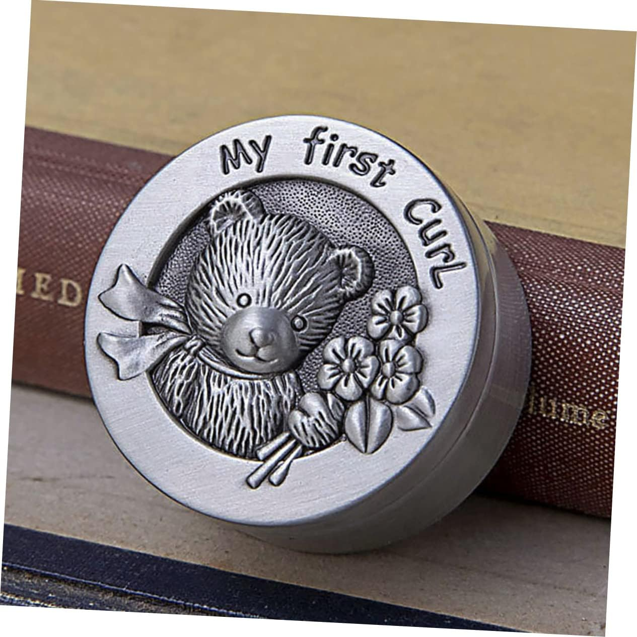Baby Tooth Box and Fetal Hair Keepsake Metal Storage Case for Boys and Girls, Antique Tin Color, Baby Teeth and First Curl Organizer for Childhood Memory, 2Pcs Set image number 3