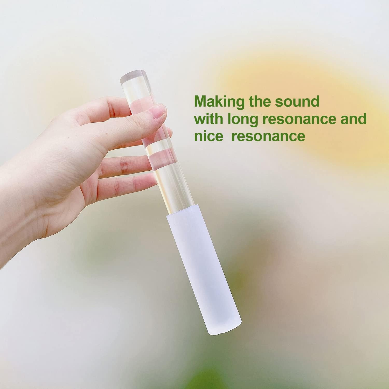 UPCEED Singing Bowl Mallet Clear Acrylic Base Silicone Rubber Striker Mallet for Playing Quartz Crystal Singing Bowl with Bundle Pocket(Clear) image number 6