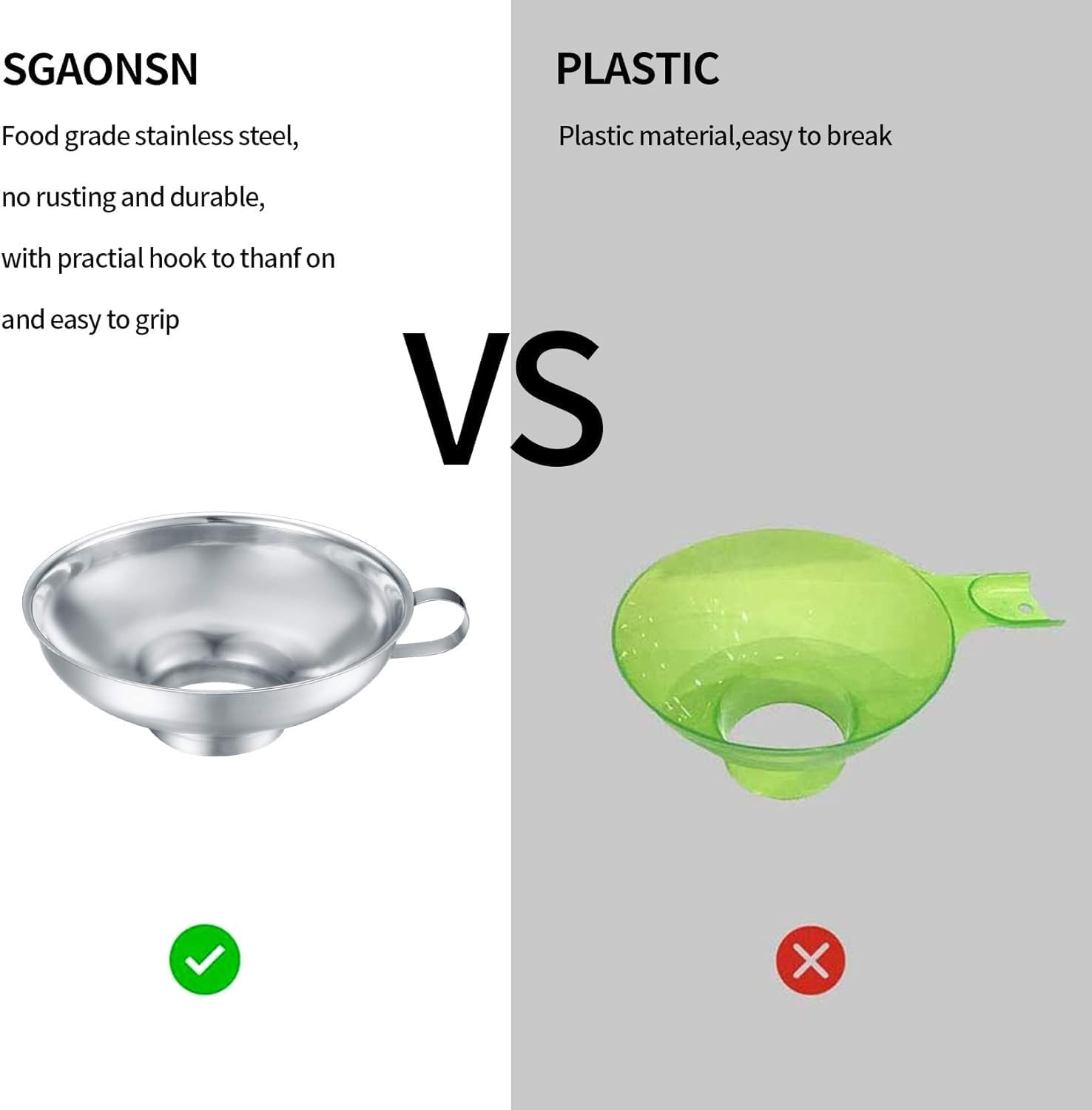 3 Pcs Canning Funnels for Wide and Regular Jars, Stainless Steel Wide Mouth Funnels, Metal Funnel Set for Kitchen Use, Transferring Liquid Power Mason Jam Grains, with Jar Tongs Lifter