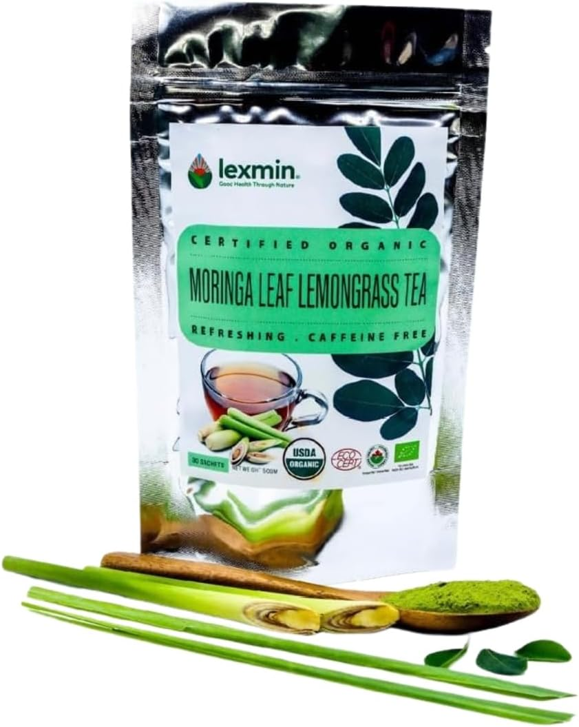 Moringa Leaf Lemongrass Tea, Herbal Infusion with Natural Antioxidants and Essential Nutrients, Plant-Based, Caffeine-Free, Vegan-Friendly, 30 Herbal Tea Bags image number 6