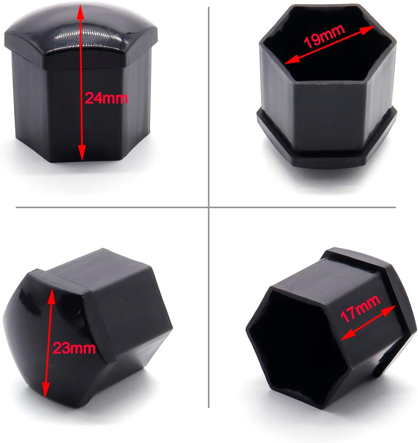 XUKEY Pack of 20 Wheel Bolt Caps 19 Mm Universal Wheel Nut Caps, Plastic Caps Covers for Screws, Hexagonal Tyre Nut Covers with Removal Tool Set (19 Mm)