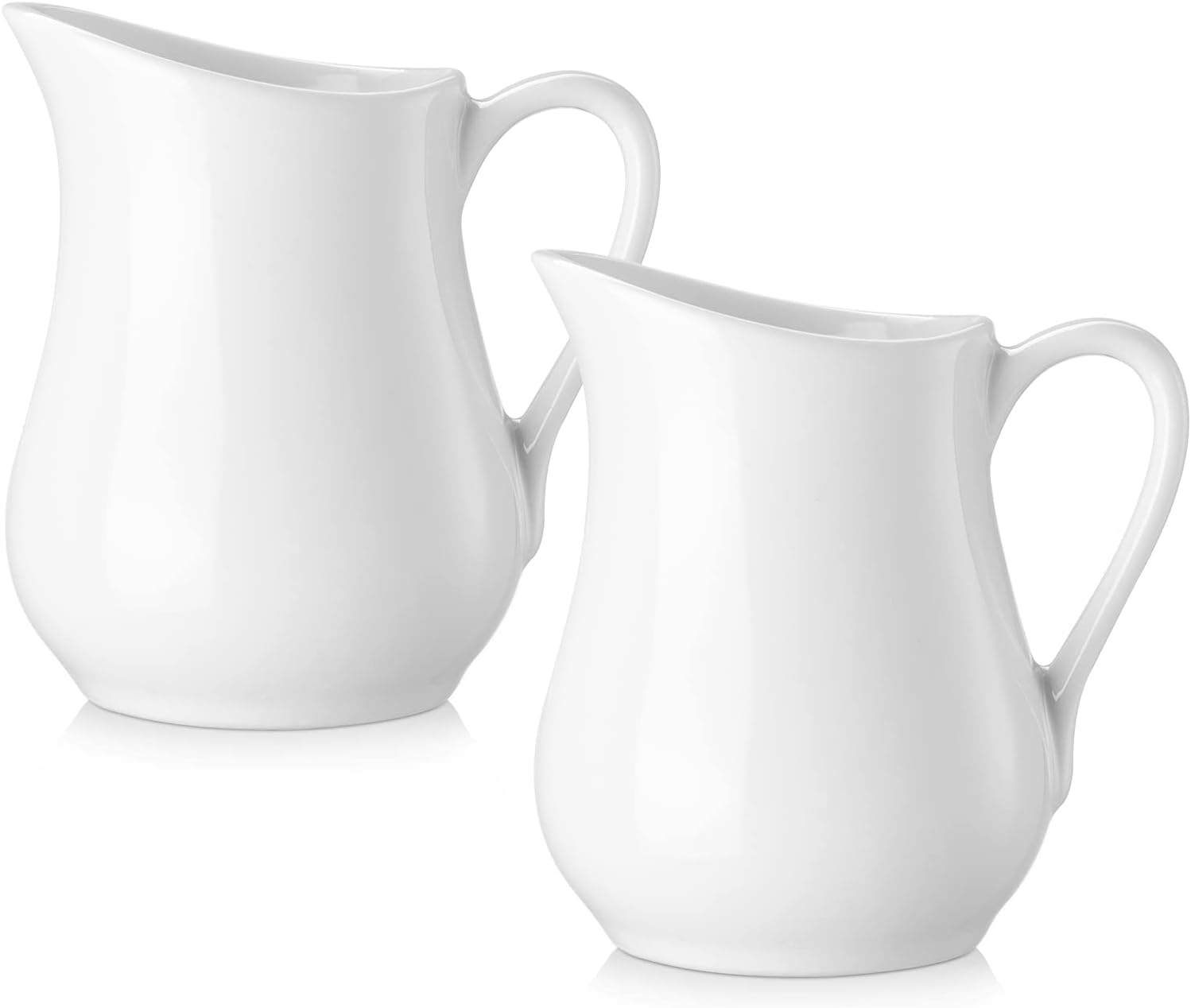 Gurygo 2 Oz (Set/2) Creamer with Handle,Small Classic White Fine Porcelain Creamer Pitcher, Small Milk Pitcher for Coffee Milk Sauce - Microwave & Freezer Safe