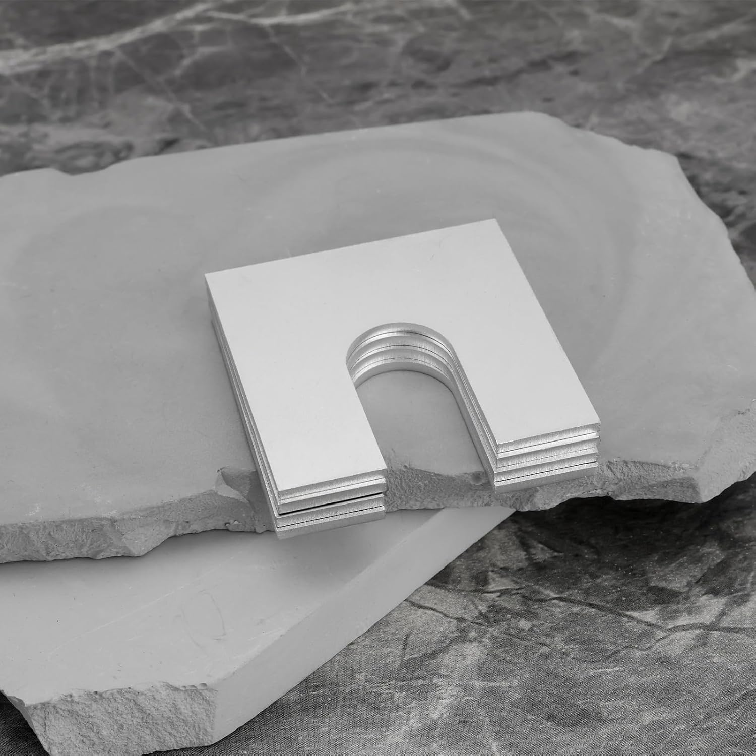 Emagtech 10Pcs Aluminium Packers Horseshoe U Shims Metal Spacers 50Mm X 50Mm with 17Mm Slots Fender Alignment U Shim Flat Plate Square Washer, 2Mm Thickness image number 6