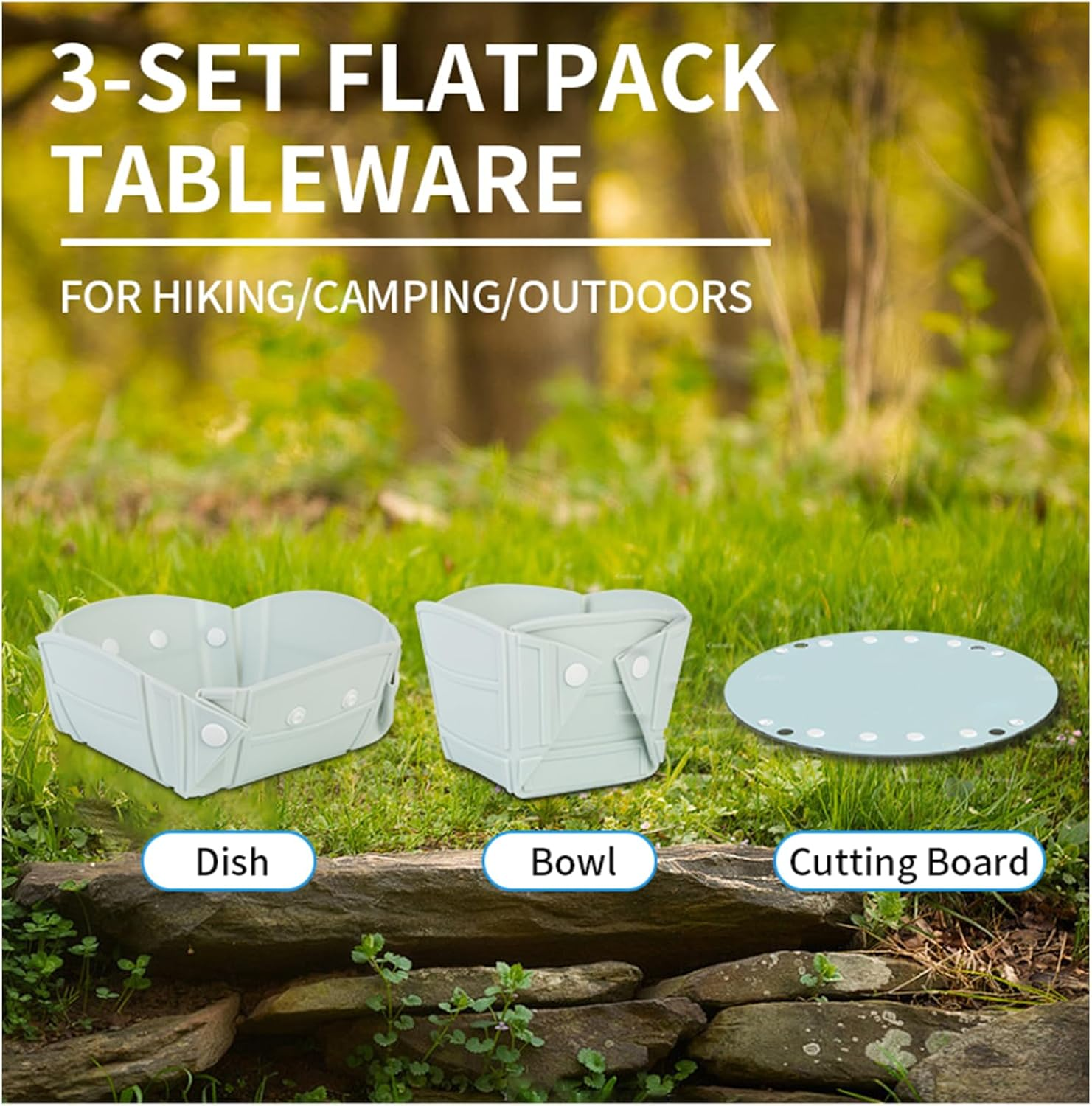 Roseflower Foldable Bowl, Portable Adjustable Shapes Silicone Salad Bowl, Foldable as Bowl, Plate or Cup, Folding Bowl Camping for Camping, Hiking, Kitchen, Activiti (Blue) - 4 image number 2