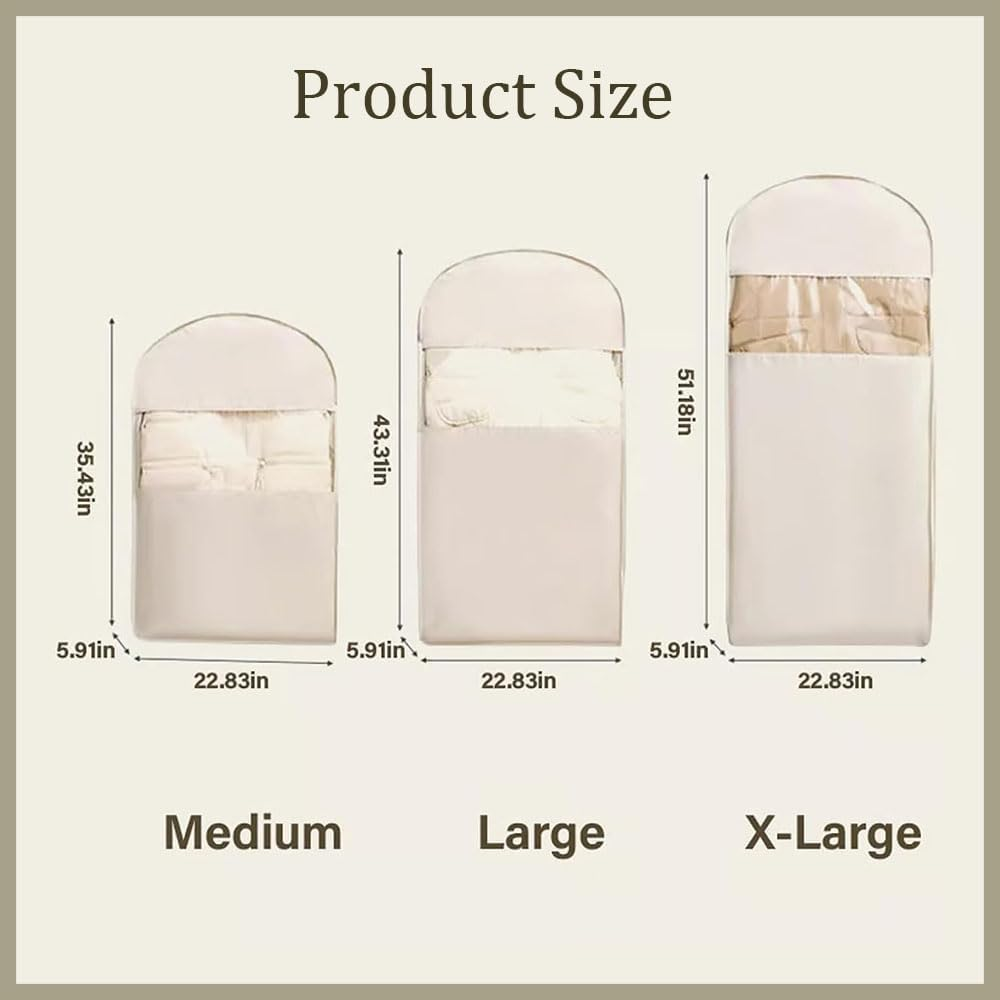 Space Saving Hanging Garment Bag with Self Compression Zipper, Otherwise Garment Bag, Dust Cover Clothes Bags for down Coat (Pink, Small) image number 5