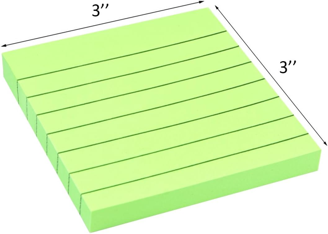 9 Pack Lined Sticky Notes 3X3 in Bright Colors Self-Stick Note Pads with Line, 9 Colors Bulk Sticky Memo Pad for School, Office, Meeting