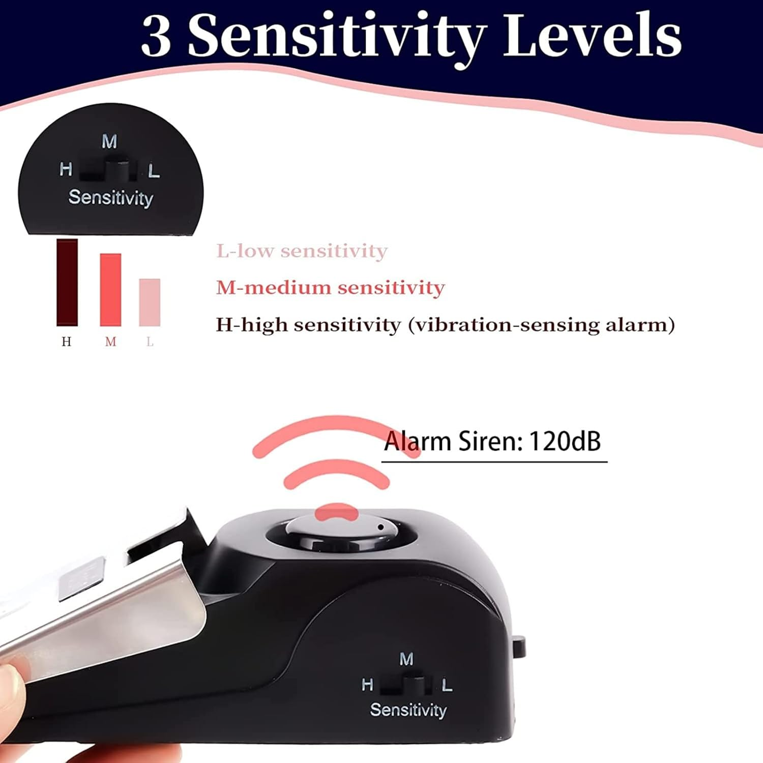 Snokay Door Stop Alarm, Door Stopper with 120DB Security Alarm, Floor Wedge Door Stop Siren, Floor Mount Type, Door Security Devices for Traveling, Apartment, Hotel and Home (Pack of 2) image number 3