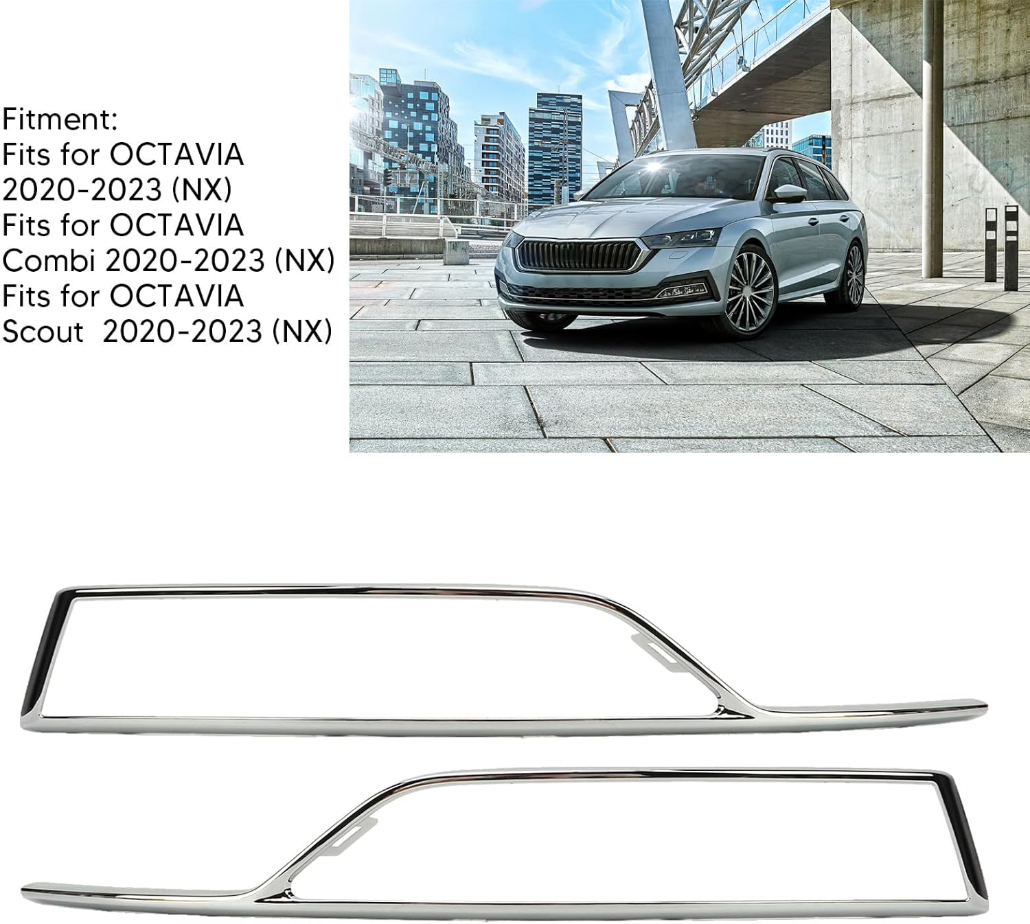 Chrome Plated Bumper Grille Trim 5E3853767 Grill Frame Protector for Scout 2020 to 2023