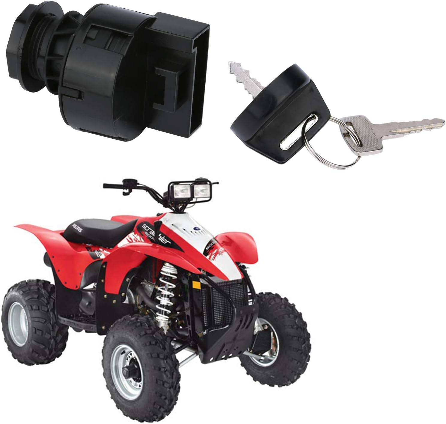 6 Pin 3 Position Ignition Key Switch for Polaris Sportsman 400 500 600 700 800,Ranger 500 700 900 1000, RZR 800 900 1000,Magnum 250. Replaces # 4011002,4012165,4011142,4012166 image number 2