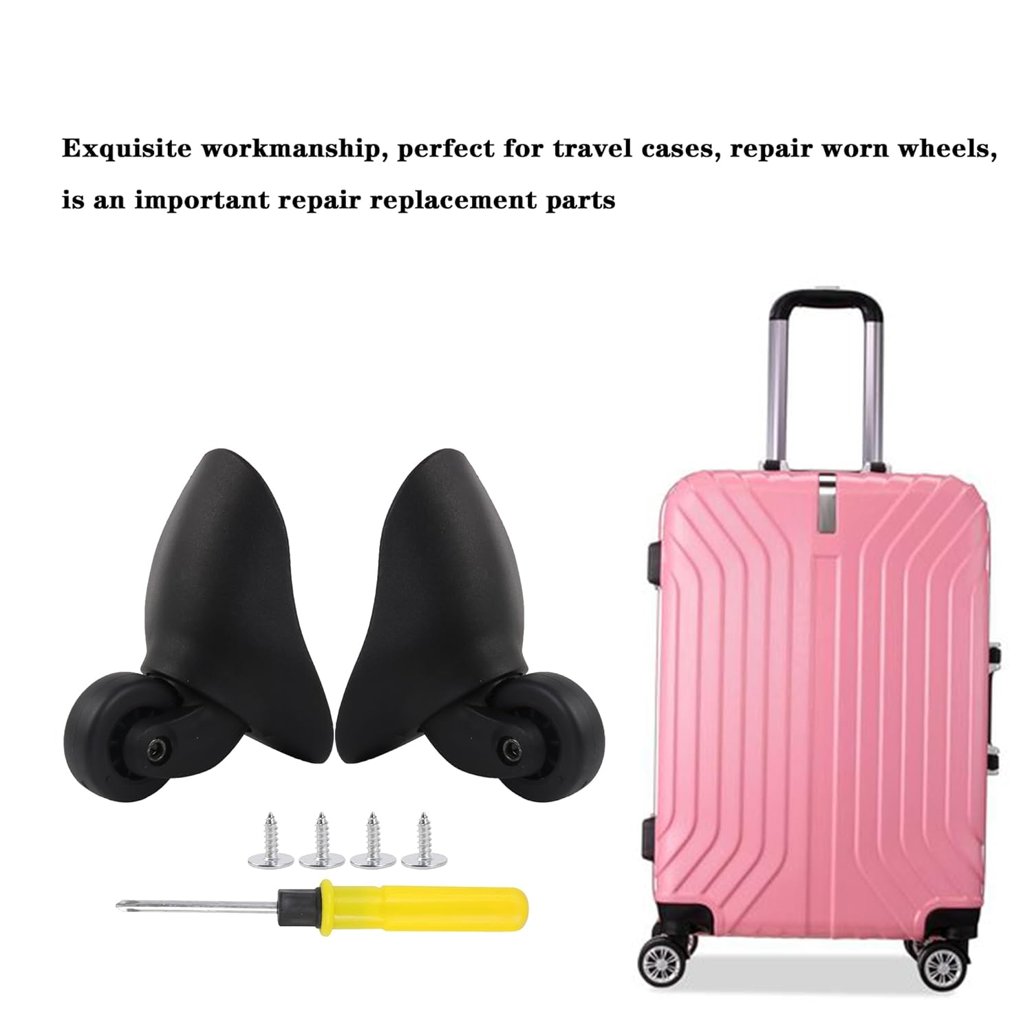 RDEXP W200 Mute Double Row Suitcase Wheels for Travel Luggage Pack of 2 image number 3