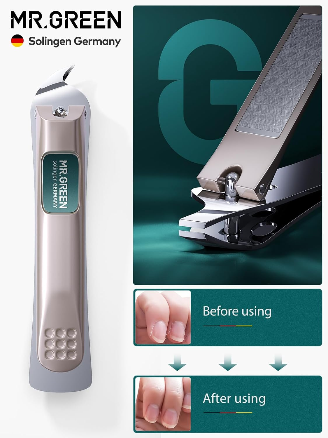 MR.GREEN Nail Clippers, 5PCS Nail Clipper Set with Fingernail Clippers,Ear Pick,Glass Nail File,Tweezers, Professional Manicure Set for Men and Women, Nail Cutter with Leather Case (Purple) image number 2