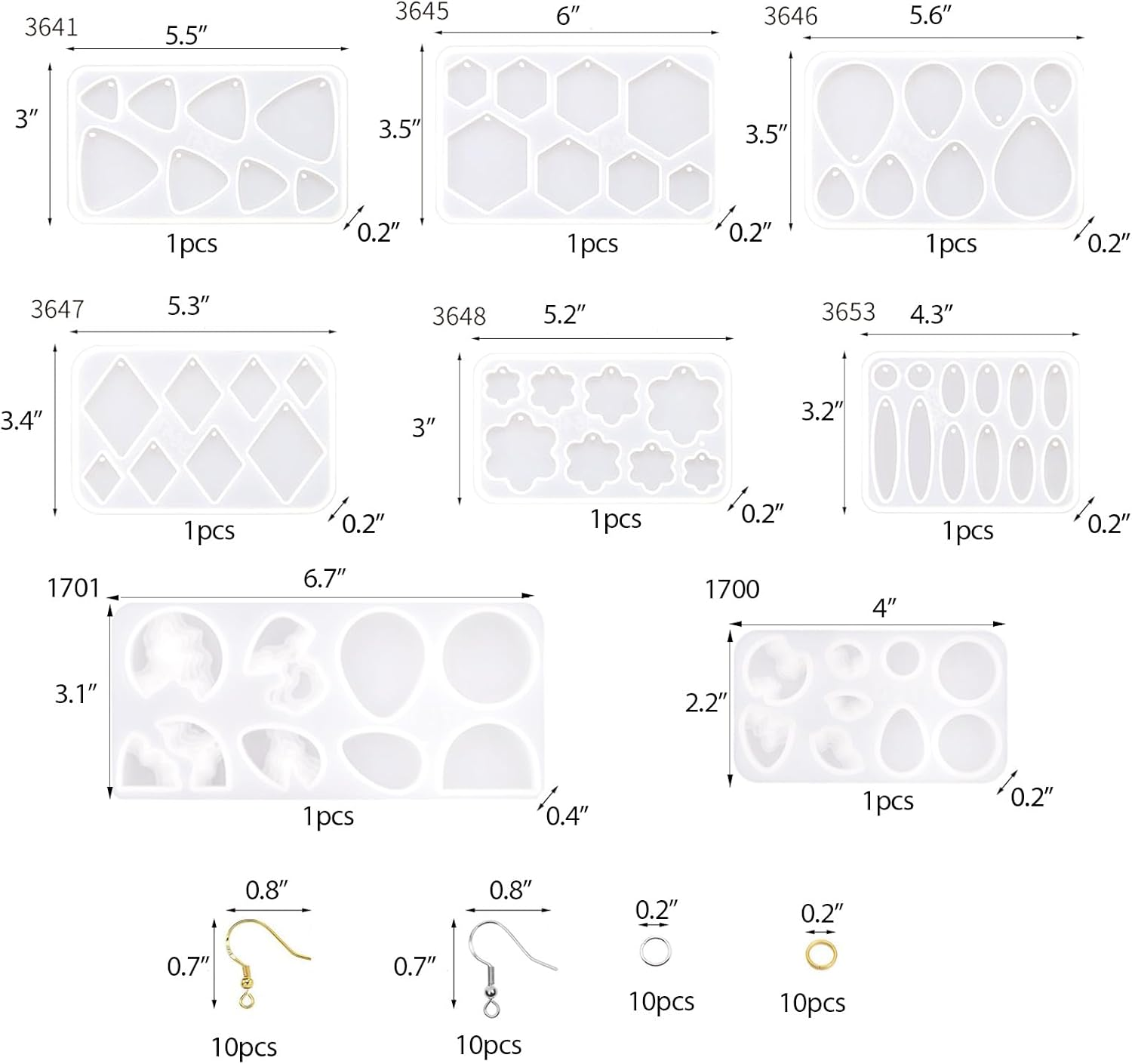 Resin Jewelry Molds, Jewelry Molds for Resin Casting, Silicone Molds for Epoxy Resin, Pendant Mold for DIY Gem Cabochon Pendant, Earring, Necklace Jewelry Making image number 1