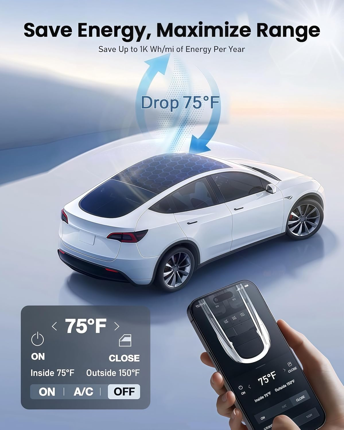 2025 Upgraded Tesla Model 3 Highland Sunshade Roof, UPF200+ Roof Sunshade with Storage Bag, No-Sag & No-Gaps Heat Insulation Foldable Top Windows Windshield Sun Shade, Tesla Model 3 Accessories Black image number 7