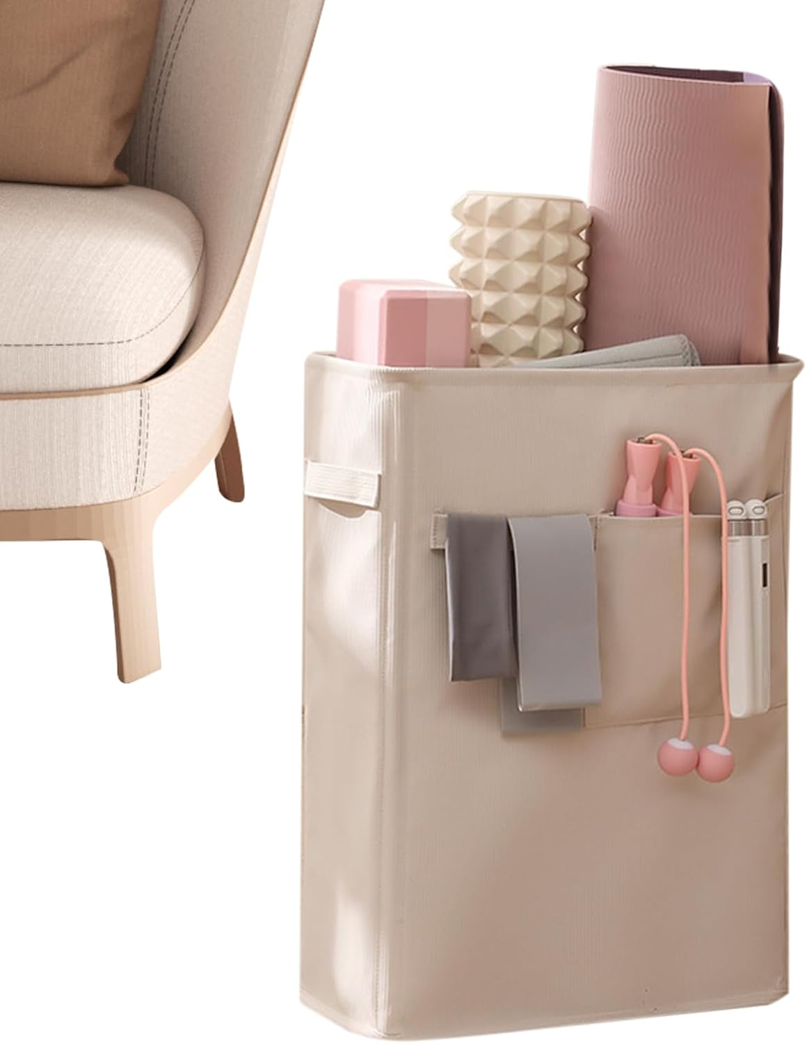 Yoga Mat Storage Rack - Exercise Equipment Organizer Basket with Side Pocket, Corner Oxford Cloth Multipurpose Holder for Home image number 5