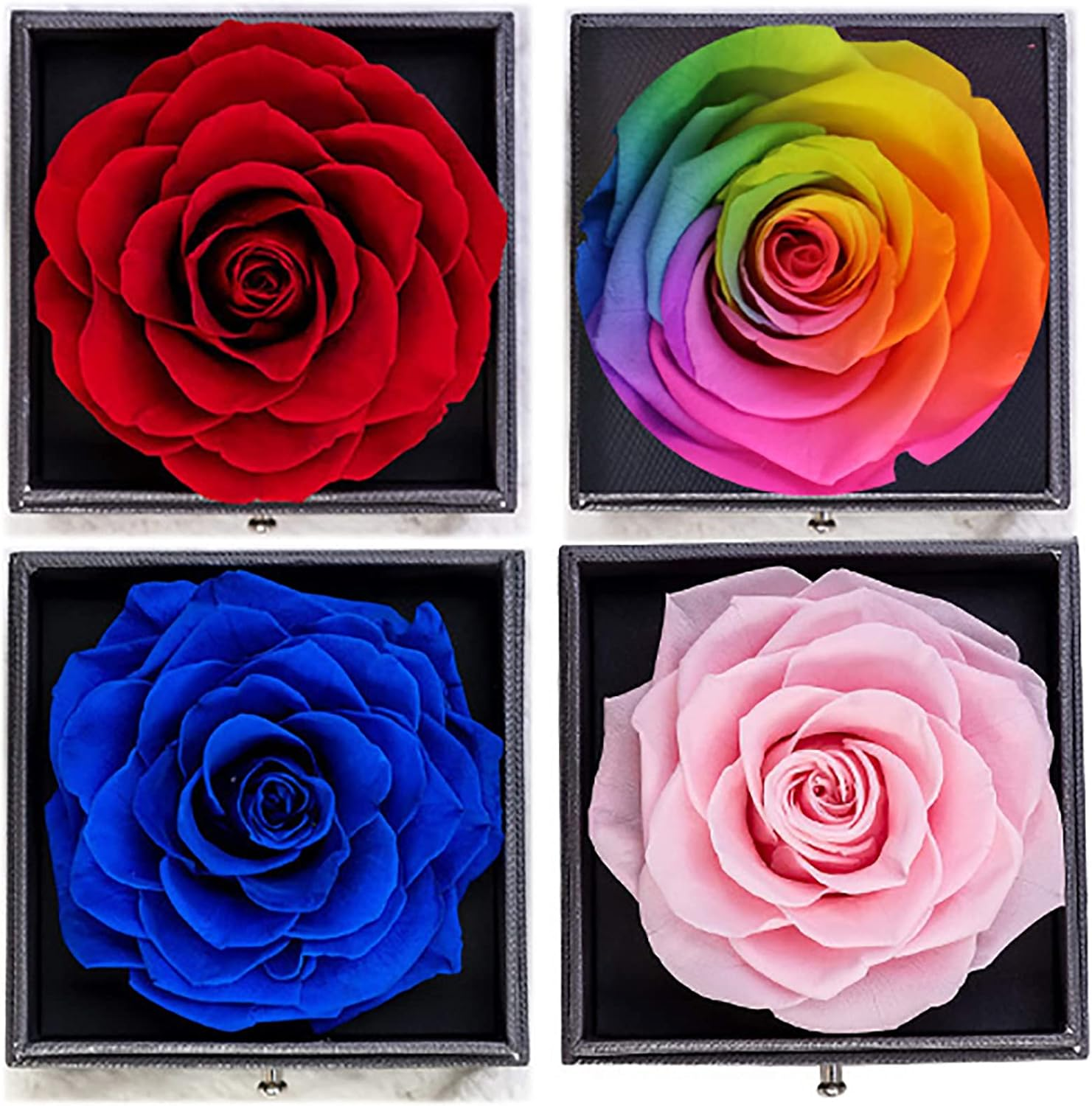 Gifts for Women, Eternal Rose Box with Necklace, Real Flower Jewelry Box for Valentines Presents, Christmas, Birthday Mother'S Day, Anniversary, Birthday - Her/Mum/Wife/Girlfriend/Grandma/Mom-Ideas - Blue image number 4