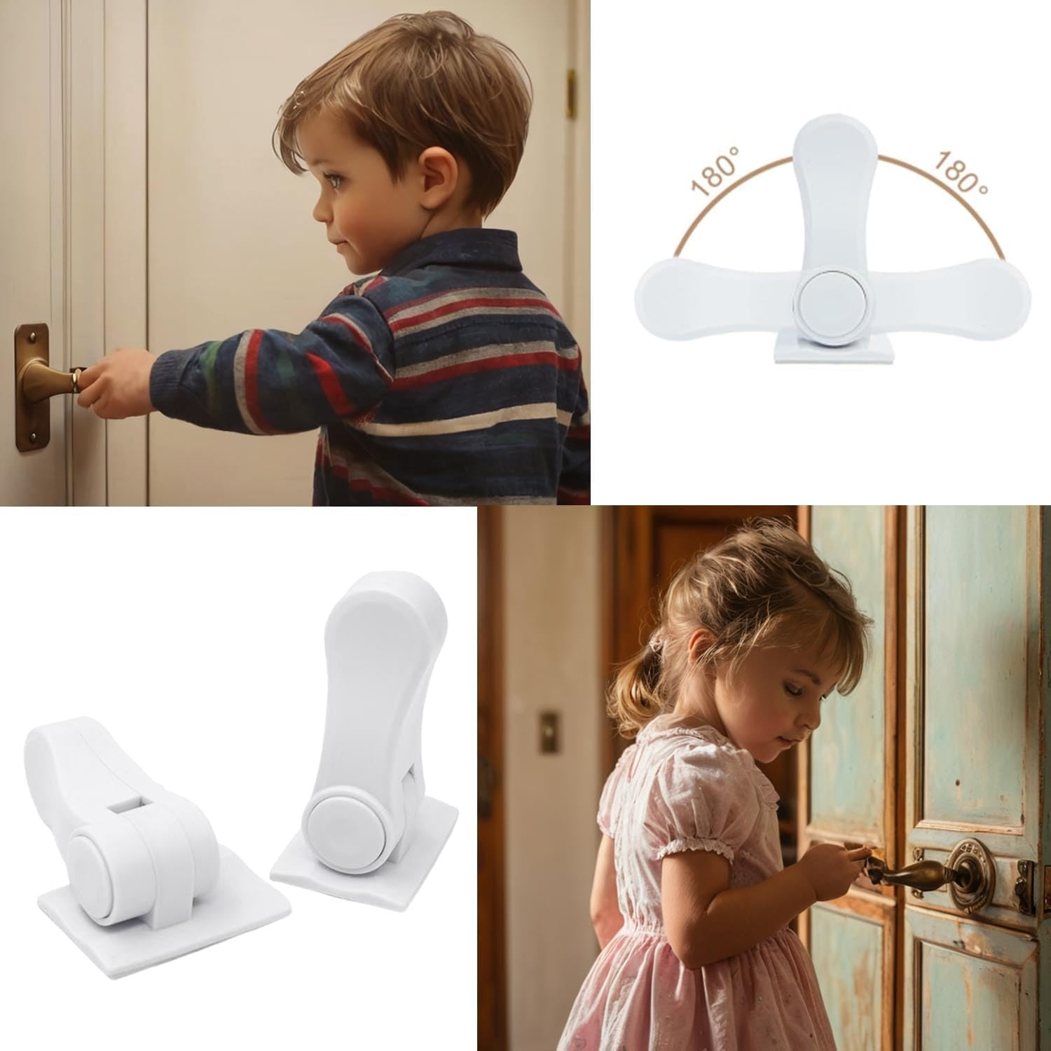 Shengsenfu Childproof Door Lever Lock, Baby Safety Door Handle Lock, Easy to Install and Use 3M Adhesive No Tools Need or Drill, Child Safety Locks for Doors, Baby Proof Door Handle Lever, Lever Locks