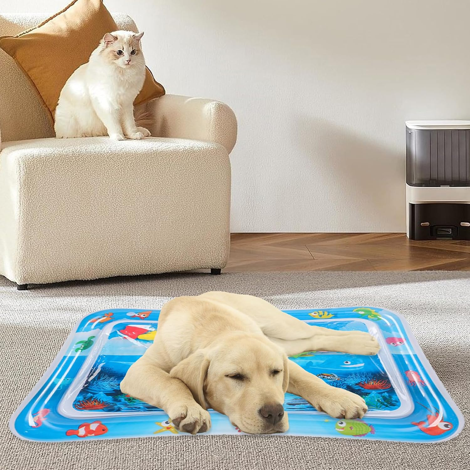 Water Sensor Mat - Cat Mat, Interactive Kitten Toys | PVC Leakproof Cat Water Sensory Pad, Water Sensory Playmat with Sea Theme, Bored Indoor Cats Toys, Sensor Water Playmat for Cats Dogs