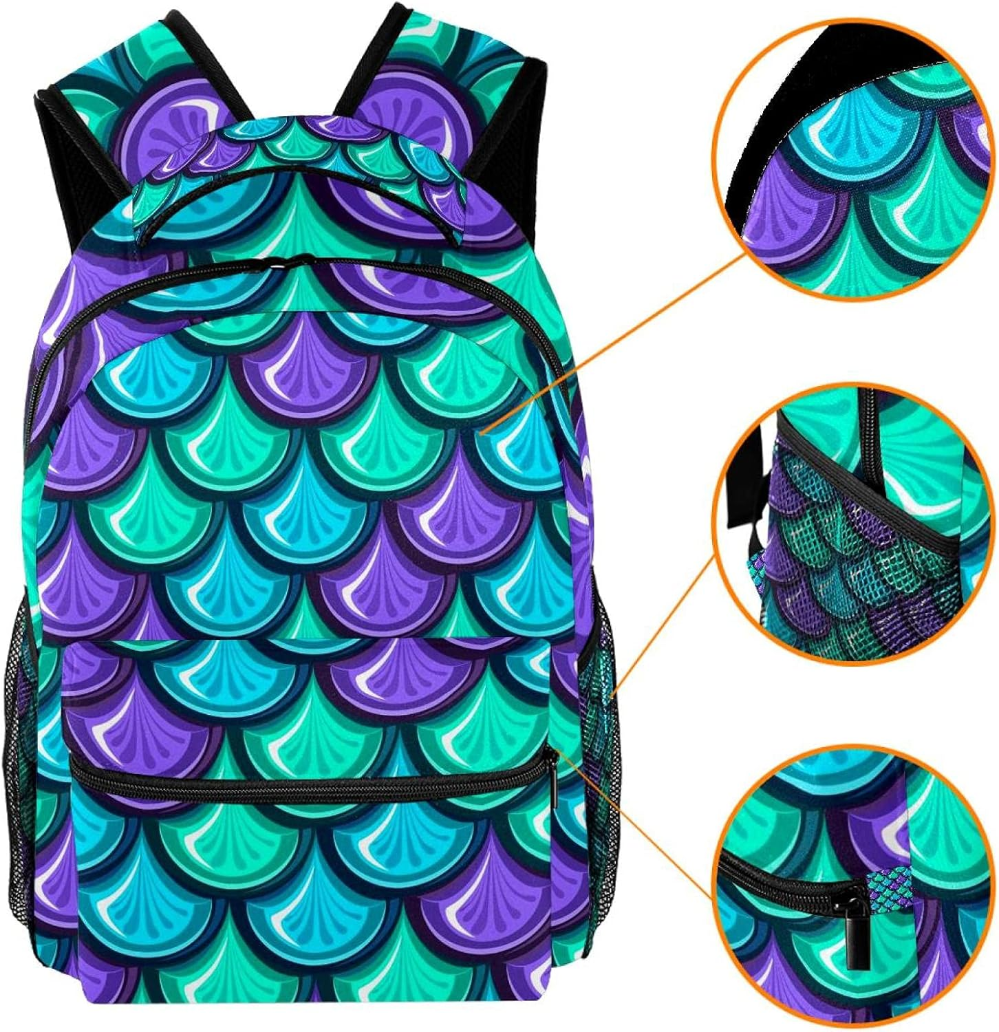 Colorful Shiny River Fish Scales Backpack Students Shoulder Bags Travel Bag College School Tote Backpacks