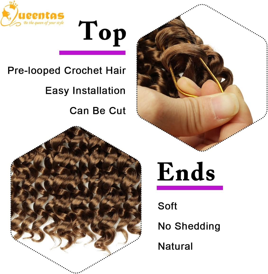 QUEENTAS 8 Inch Crochet Hair Ombre Passion Twist Hair Jamaican Bounce Gogo Curl Faux Locs Crochet Braids Hair Extensions (6 Packs, 27) image number 5