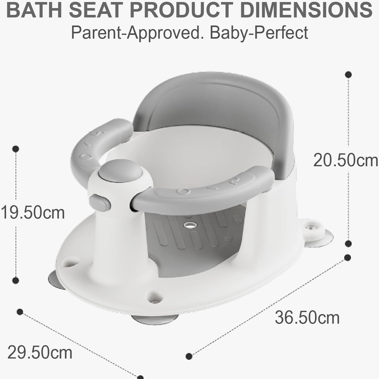 Baby Bath Seat for Babies 6 Months & Up, Non-Slip Toddler Bath Seats for Babies Sitting Up, Safe Infant & Newborn Bathtub Chair with 4 Suction Cups & Soft Cushion for Shower (Cloudy Grey) - Baby Pink image number 3