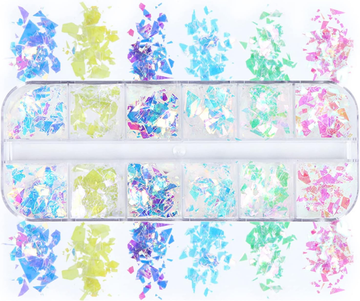 Mermaid Glitter Nail Art Sequins, Holographic 3D Iridescent Ultra Thin Transparent Shiny Nail Art Glitter Flakes Design, Glitter Irregular Nail Sequins Acrylic Supplies for Women Manicure Decorations image number 1