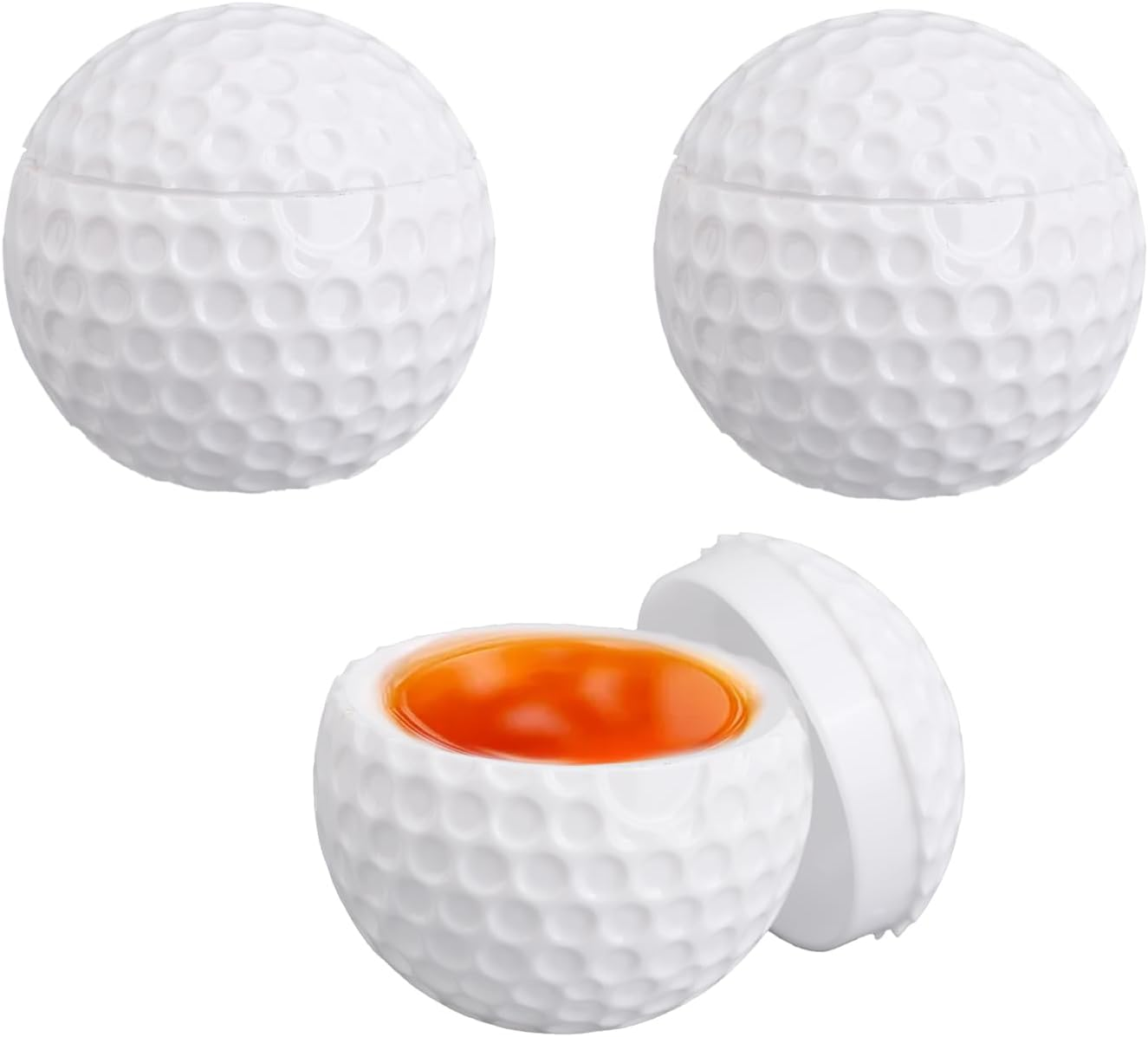 Lasuroa 3Pcs 1.7Oz Golf Ball Shot Glasses with Lids, Plastic Golf Ball Shaped Shot Glass Small Juice Whiskey Drinking Cups Party Decor for Men Golfers Birthday Festival Novelty Gifts (White) image number 6