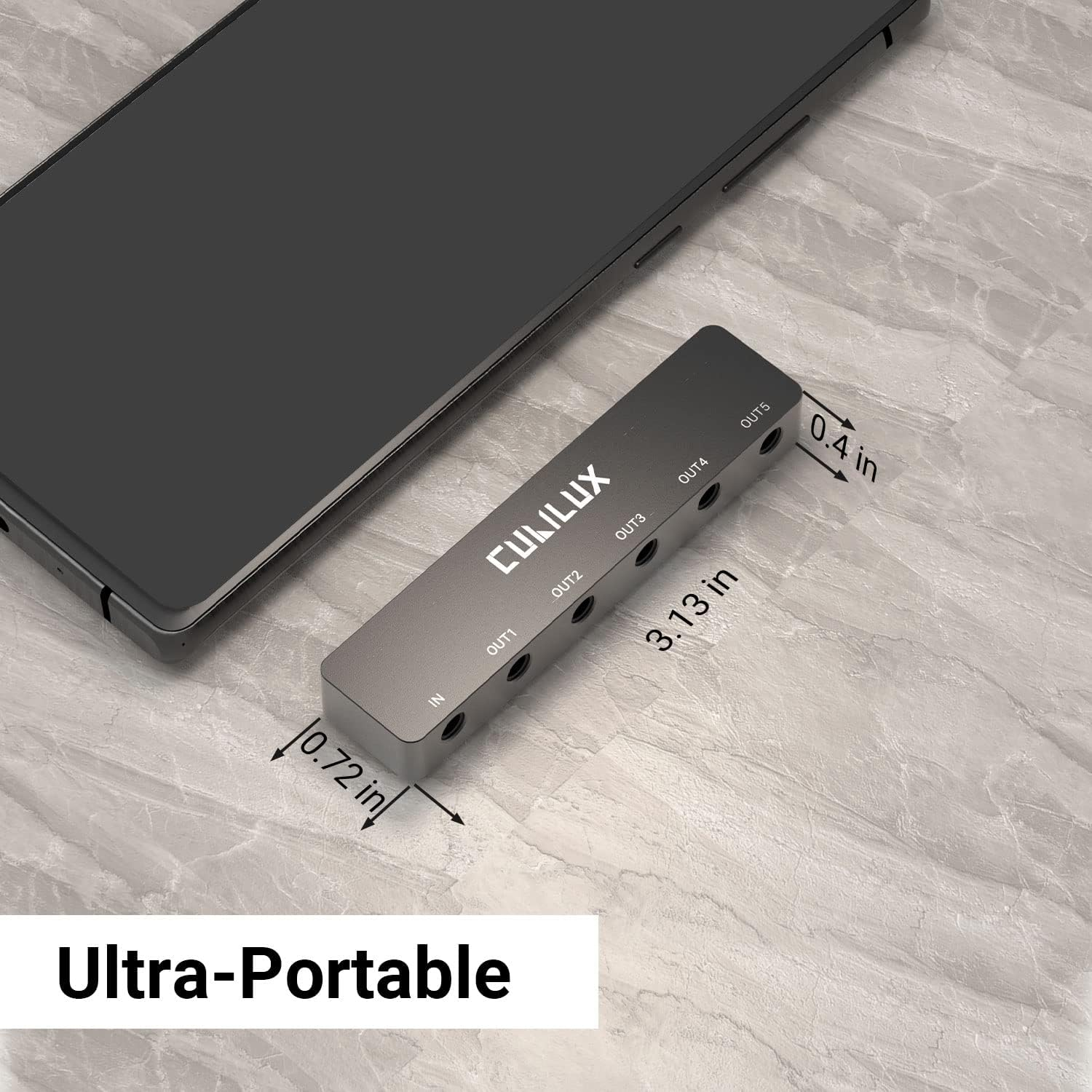 Cubilux Professional 5-Way 3.5Mm AUX Splitter, Aluminum Case 5-Channel 1/8&rdquo; Stereo Headphone Splitter, Multi-Port TRS Audio Share/Split Box/Hub for Speaker Earphones Laptop PC Smartphone Tablet