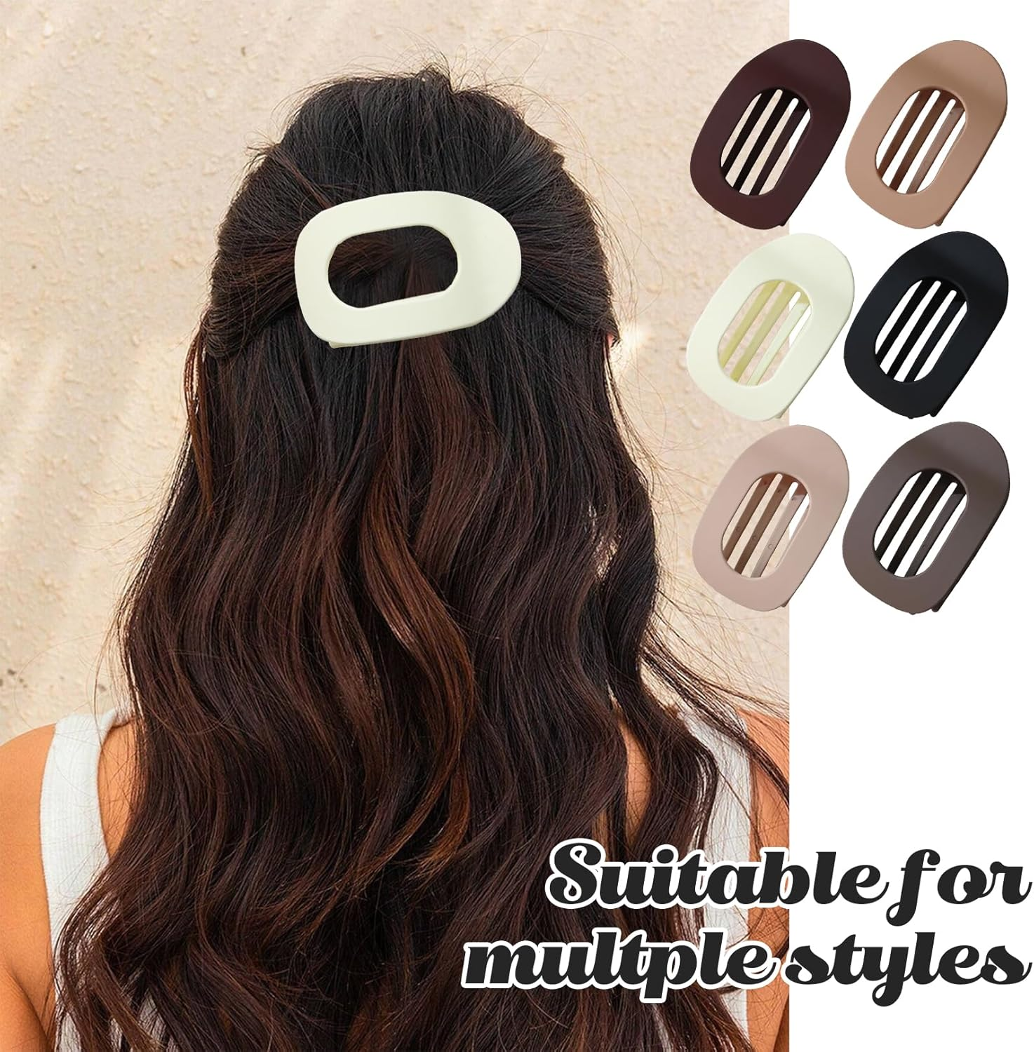Ladies Hair Claws (Cream Matt, Apricot Matt, Matte Black, Burgundy Matt, Matte Khaki, Dark Coffee) image number 2