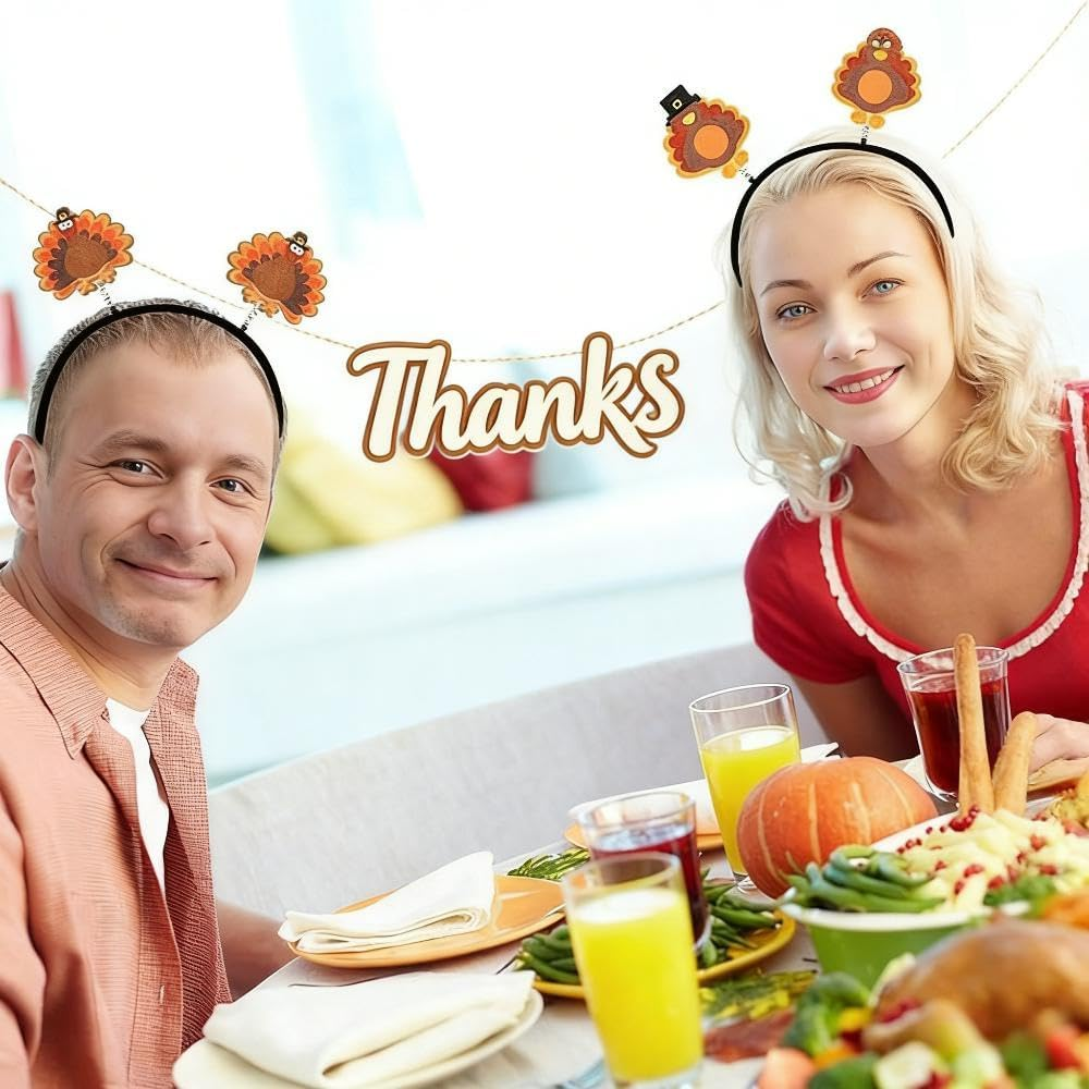 Yolyoo 4PCS Thanksgiving Turkey Headband Boppers for Thanksgiving Costume Accessories Headband Party Favors