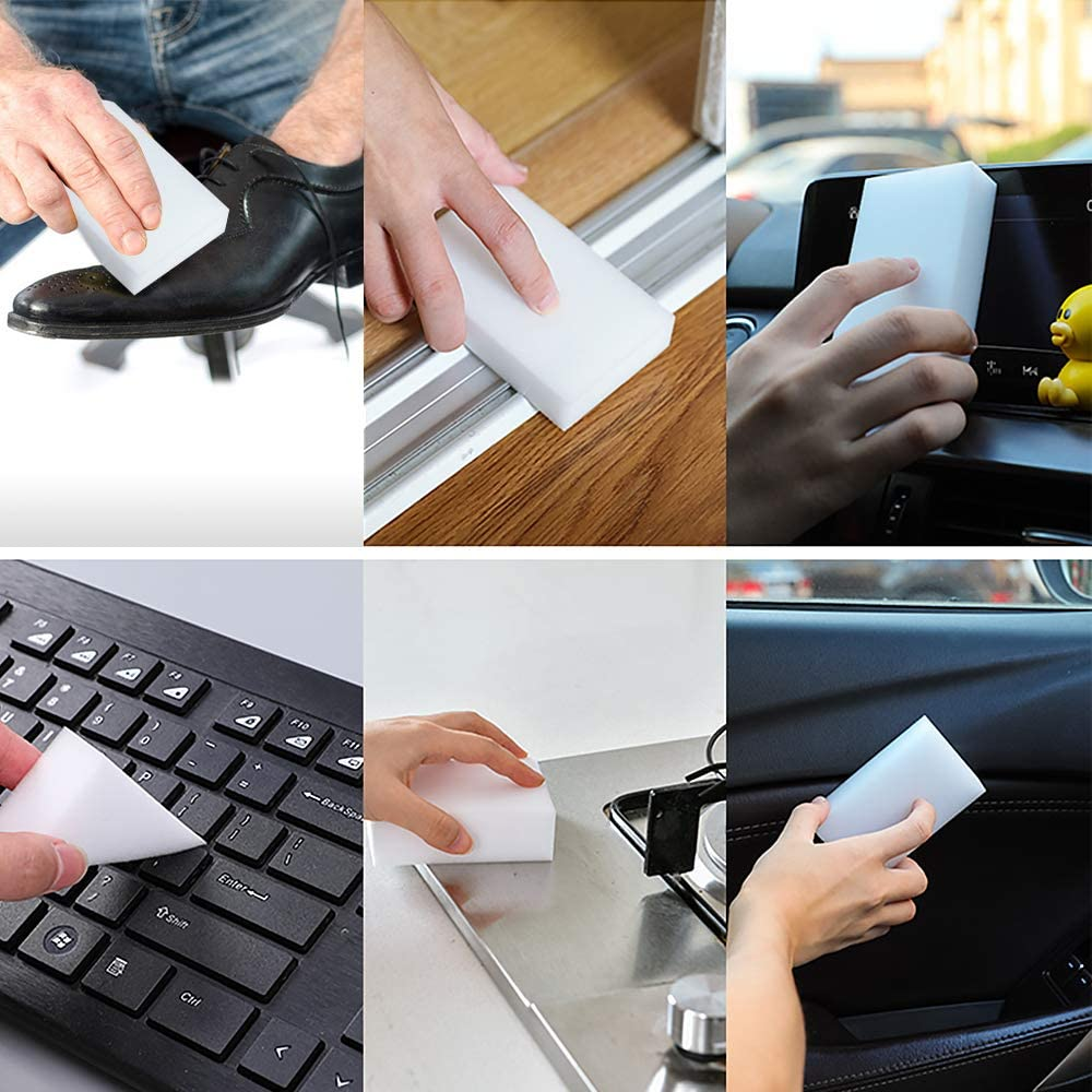 100 Pack Magic Sponge Eraser Extra Thick and Long Lasting Melamine Cleaning Sponges in Bulk - Multi Surface Power Scrubber Foam Cleaning Pads - Bathtub, Floor, Baseboard, Bathroom, Wall Cleaner image number 3