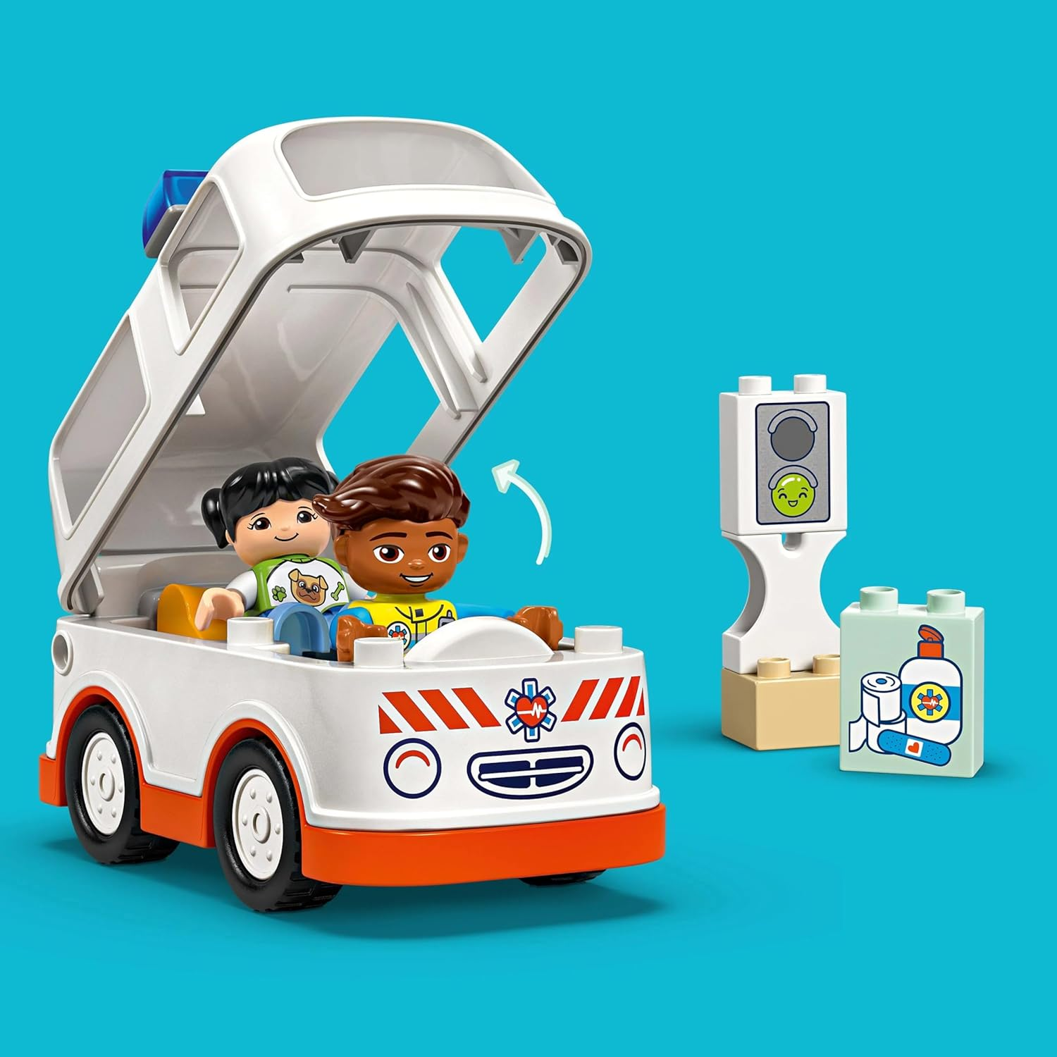 LEGO DUPLO Ambulance & Driver Kids' Toy with 2 Character Figures, Educational Montessori Toy for 2 plus Year Old Toddlers, Car Toy for Baby, Boys & Girls, Develops Fine Motor Skills 10447 image number 6