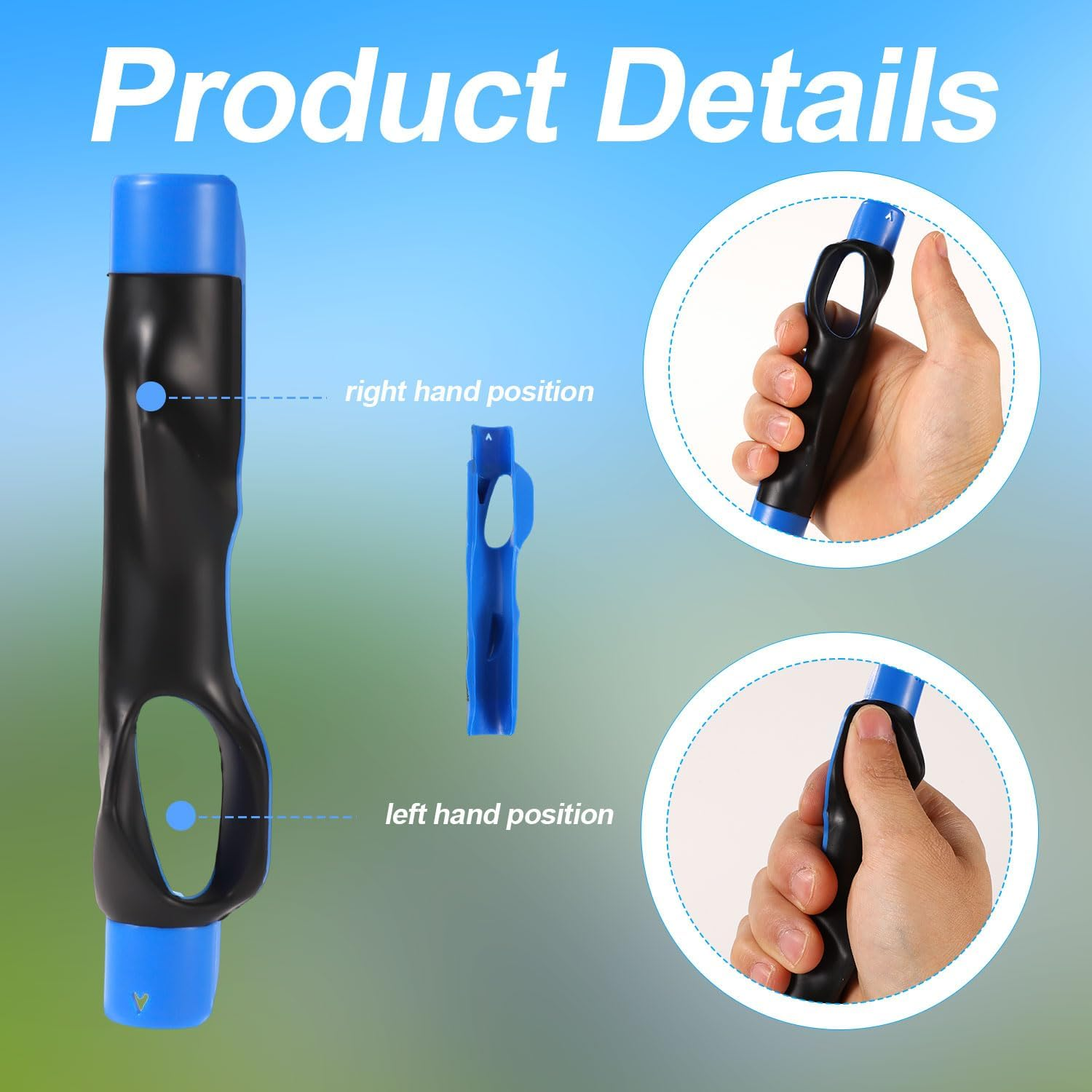 Lasuroa Golf Swing Trainer, 6In Long Black & Blue Golf Grip Training Aid Portable Anti-Slip Golf Swing Aid Golf Wrist Trainer for Correct Hand Position & Grasp image number 4
