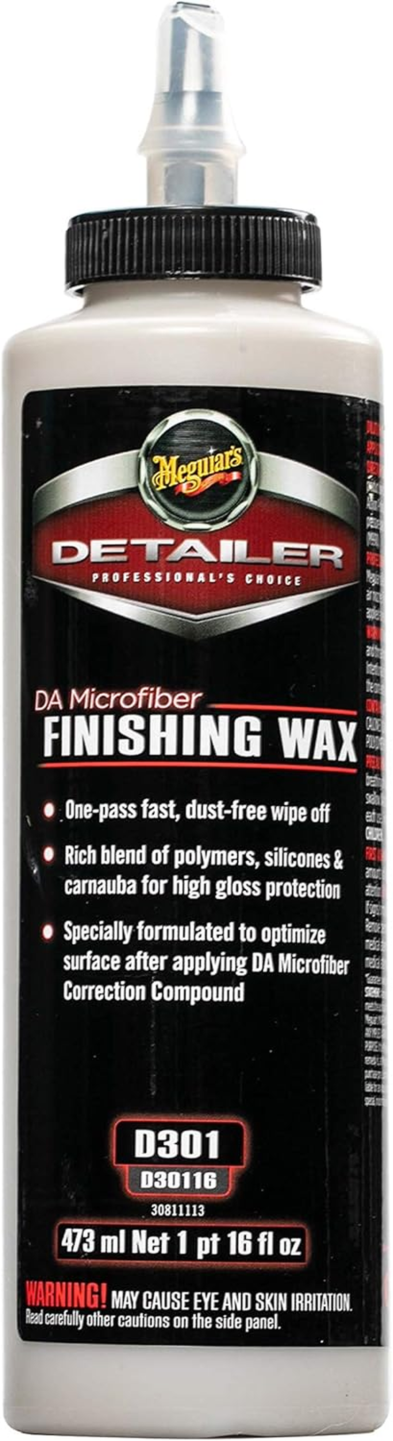 Meguiar'S DA Microfibre Finishing Wax Liquid, 473 Ml | Long-Term Durability and Pro-Level Paint Protection with Advanced Chemistry and Water Beading Action