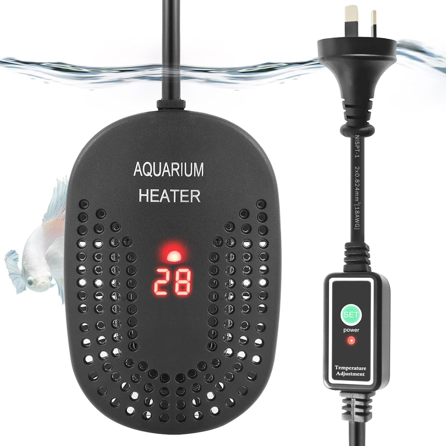 Mini Aquarium Heater 50W 100W, Submersible Fish Tank Heater with External Controller, Shatterproof Heater for 15-110L Fish and Turtle Tank, Betta Heater for Saltwater and Fresh Water (100W) image number 4